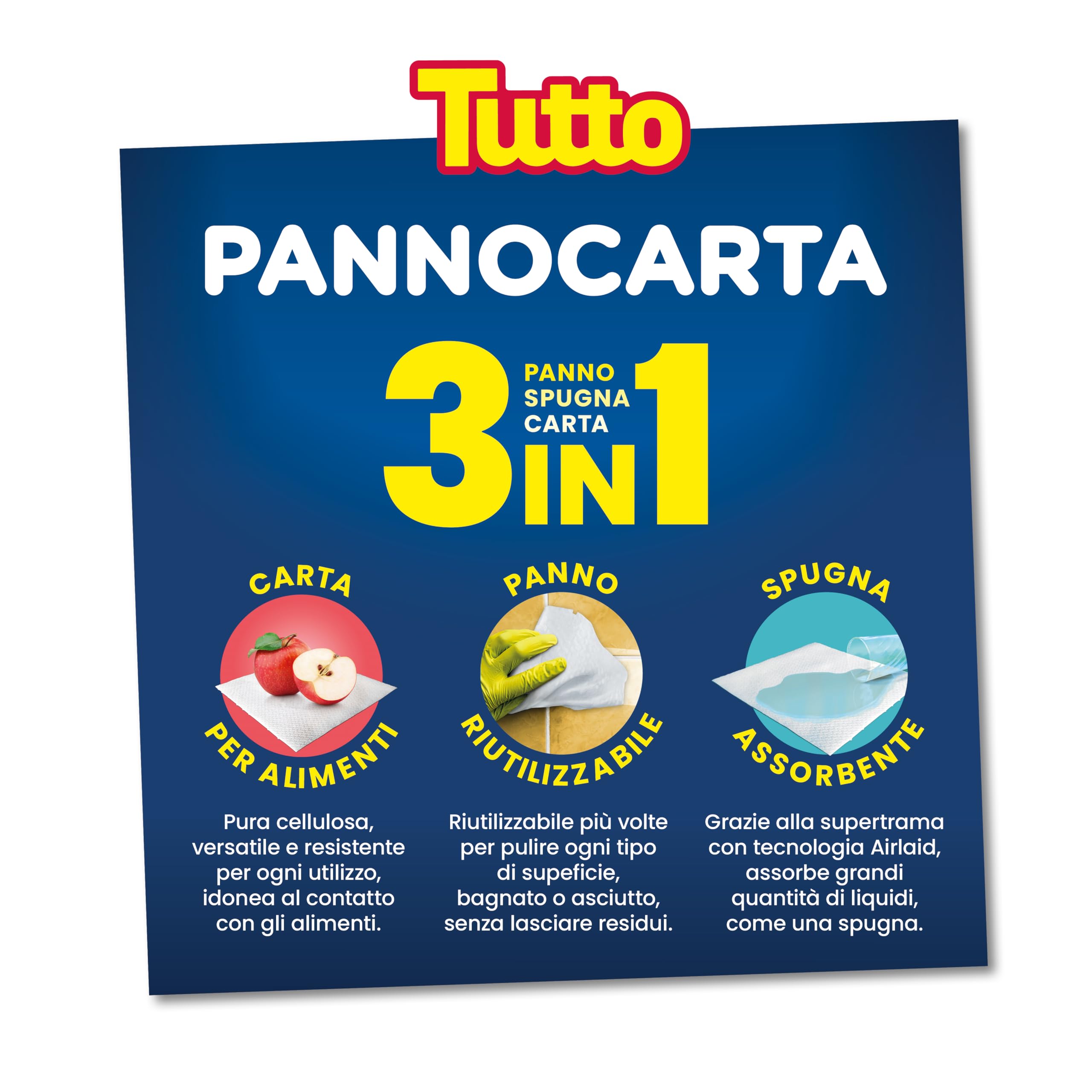 Tutto Pannocarta 3 in 1 carta multiuso 20 rotoli assorbente