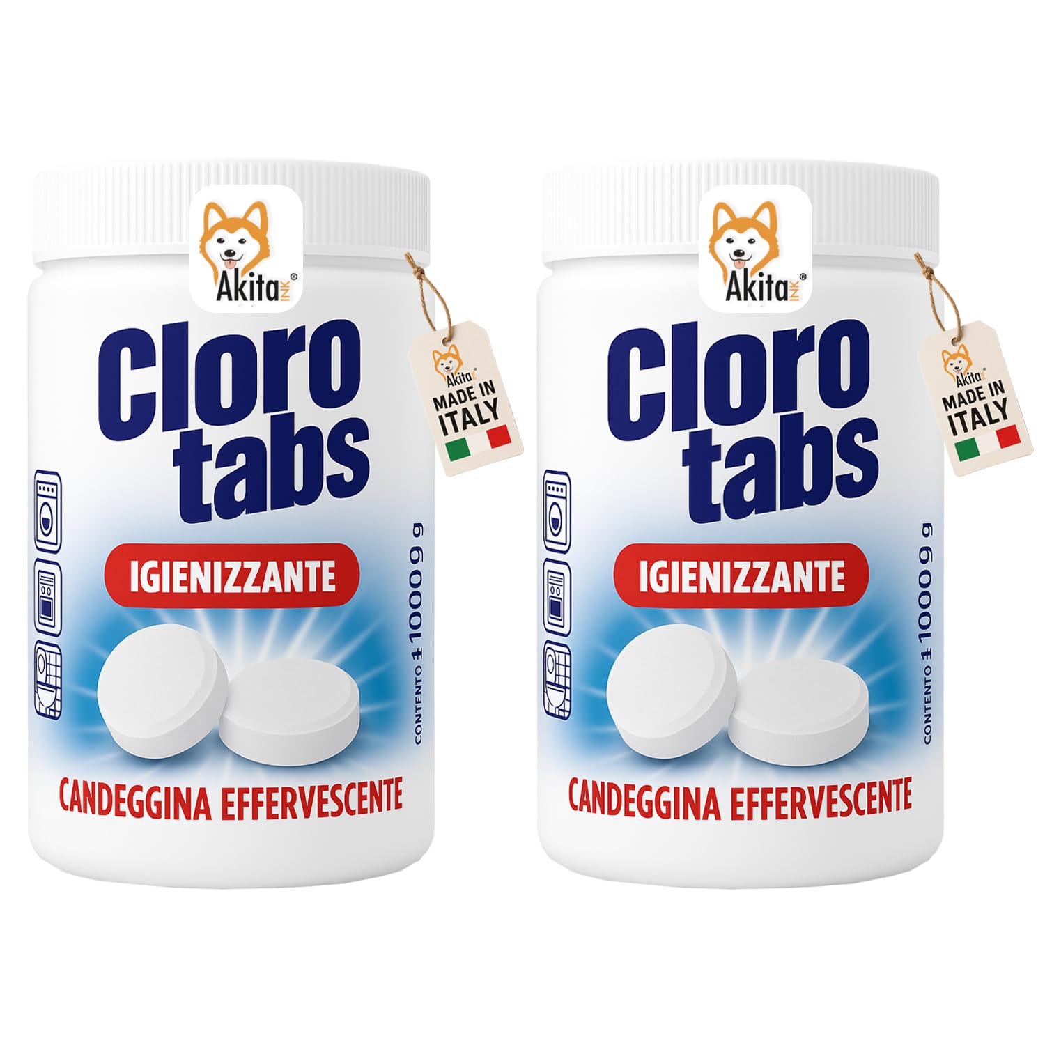 AkitaInk Cloro Tabs pastiglie candeggina 2 kg igienizzanti