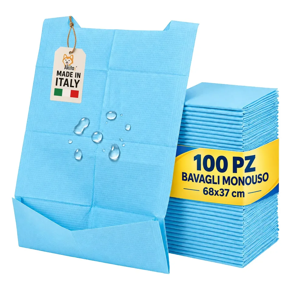 Akitaink Bavagli Monouso Adulti Impermeabili 100 Pezzi 68x37 cm
