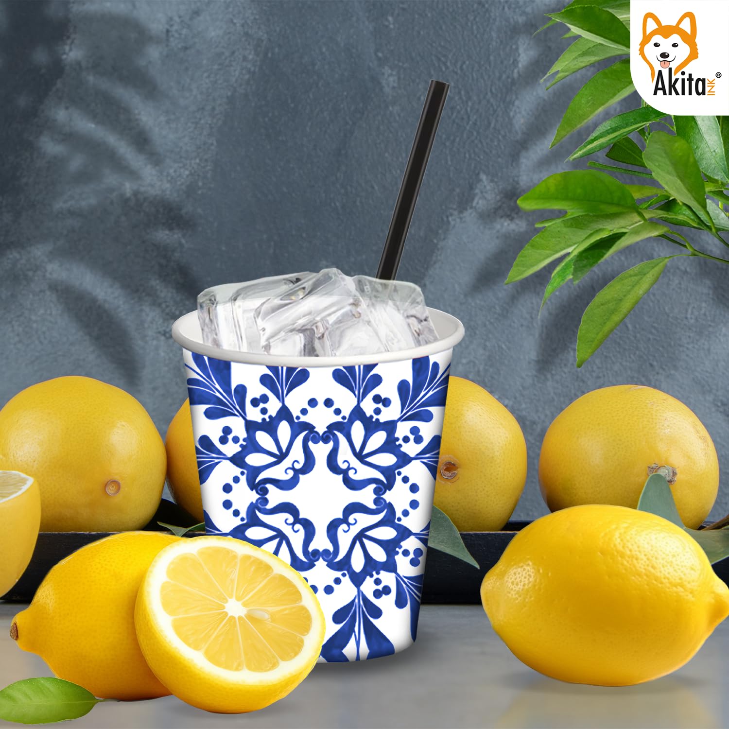 Akitaink bicchieri carta 180 ml maiolica 1000 pz biodegradabili