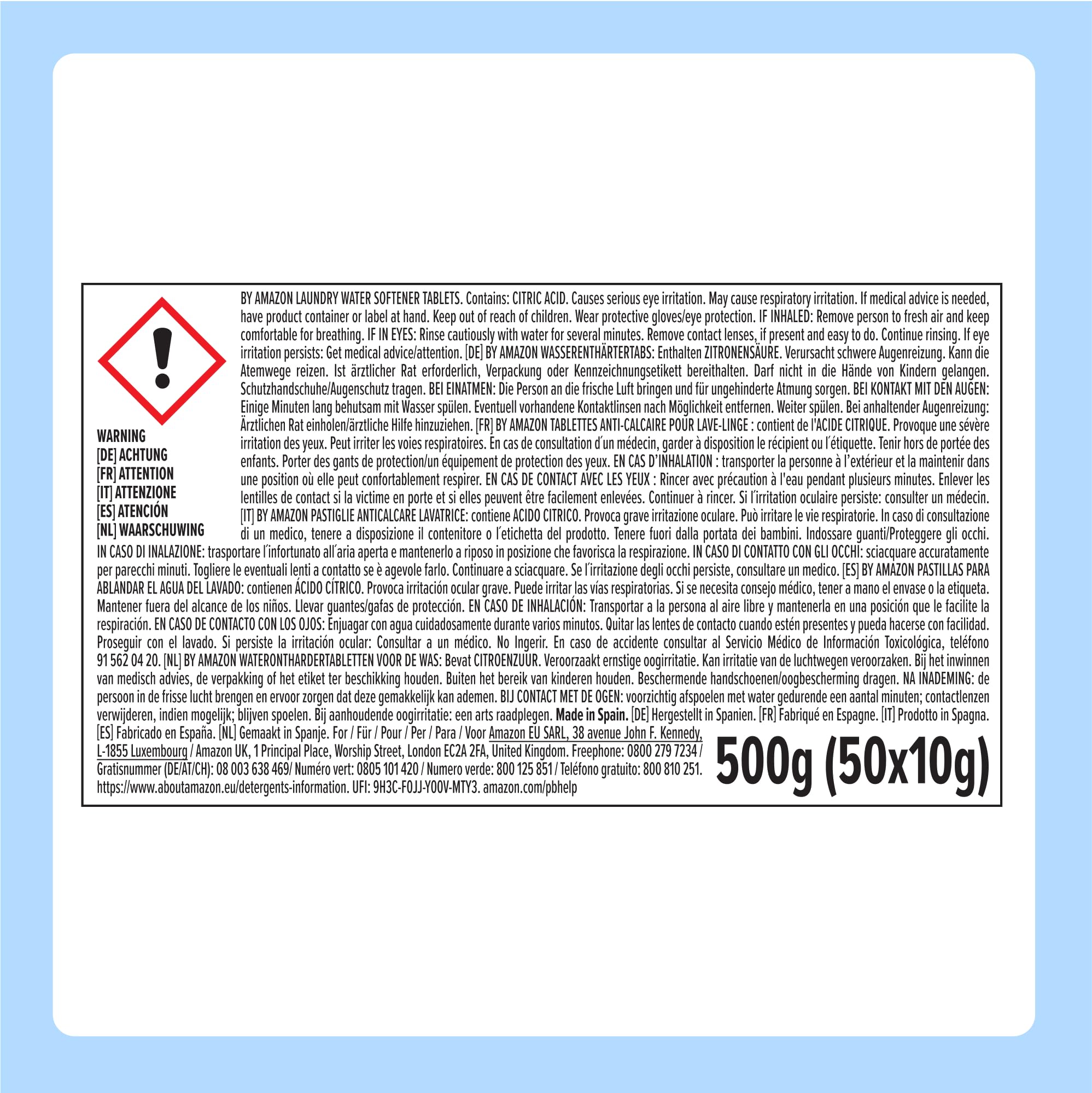 by Amazon Addolcitore Bucato 50 Compresse Anticalcare