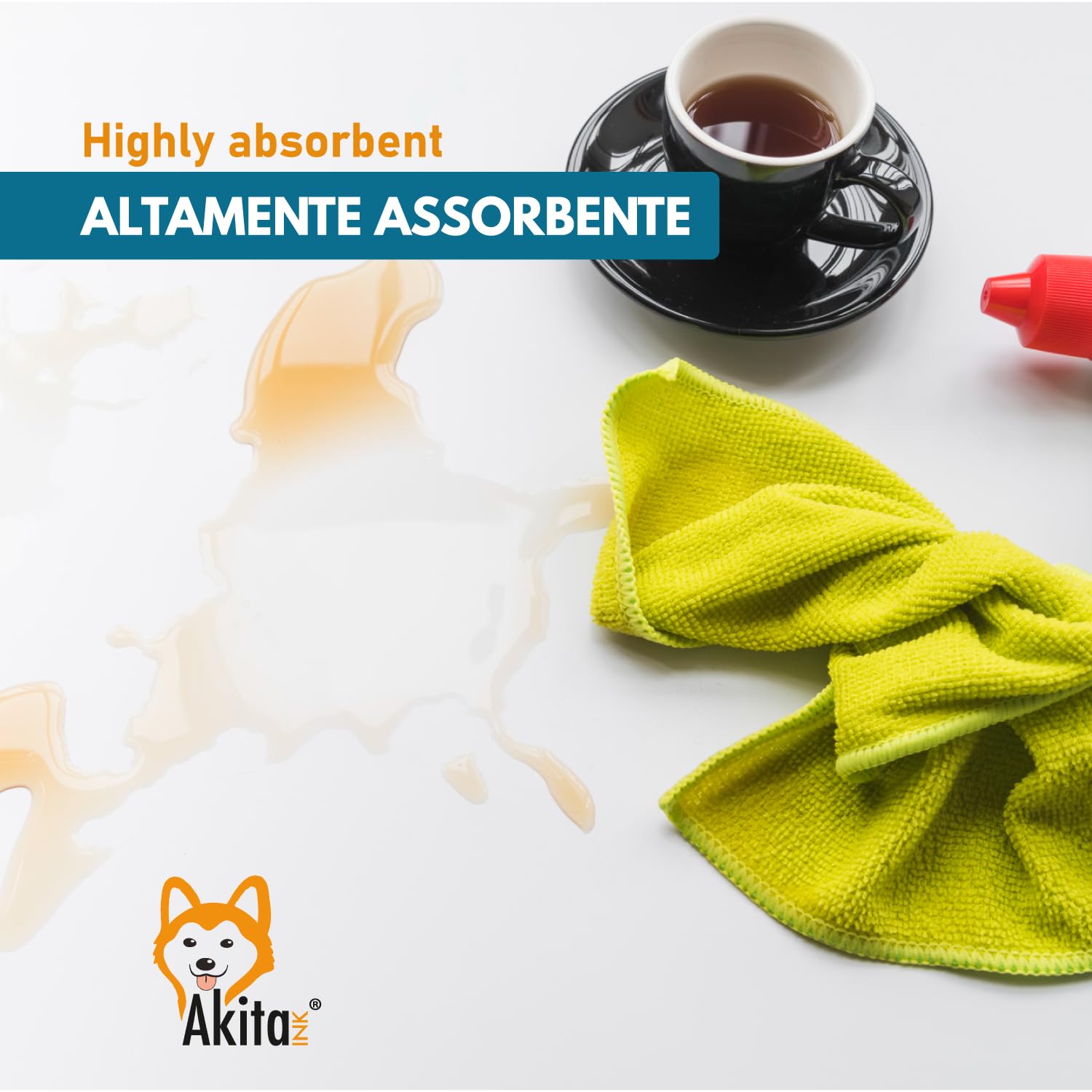 Akitaink panno microfibra 30x40 cm multicolore 21 pz lavabile