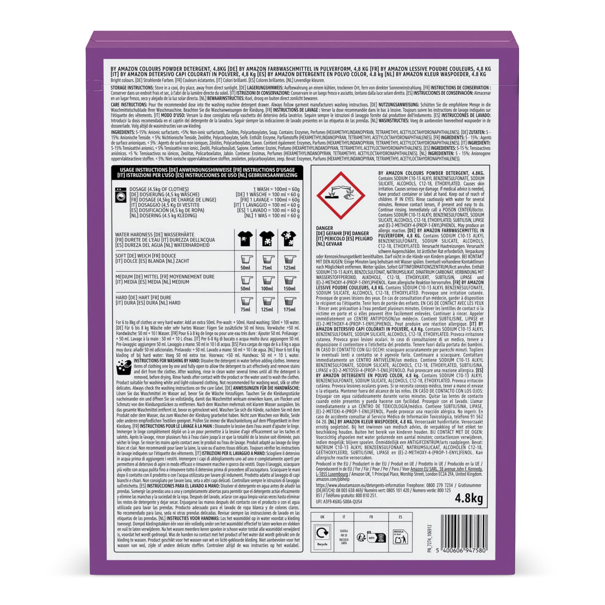 by Amazon detersivo polvere colorati 4,8 kg 80 lavaggi