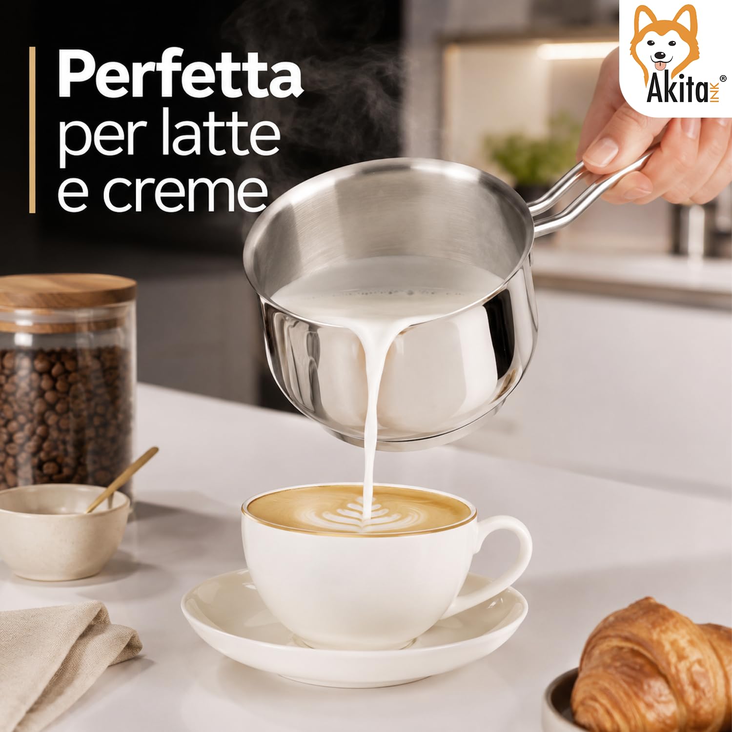 Akitaink Casseruola Conica 12 cm Bollilatte Acciaio Inox