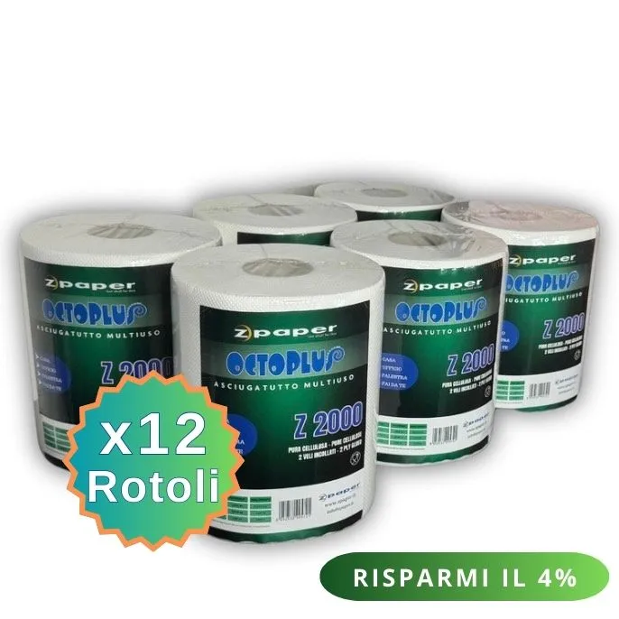 Zpaper Octoplus Z2000 asciugatutto pura cellulosa 12 rotoli