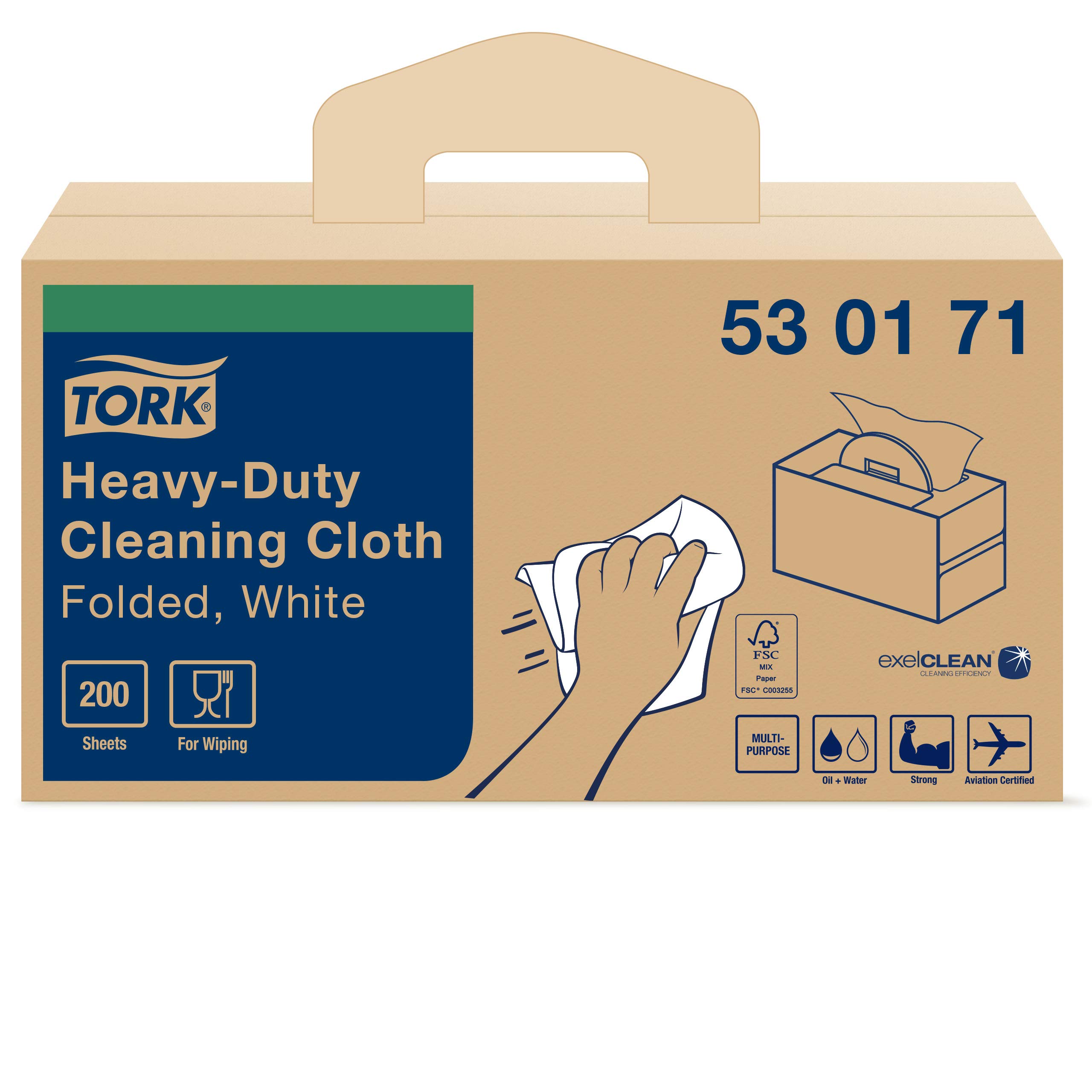 Tork 530171 Panni Pulizia Bianchi 200 pezzi Resistenti
