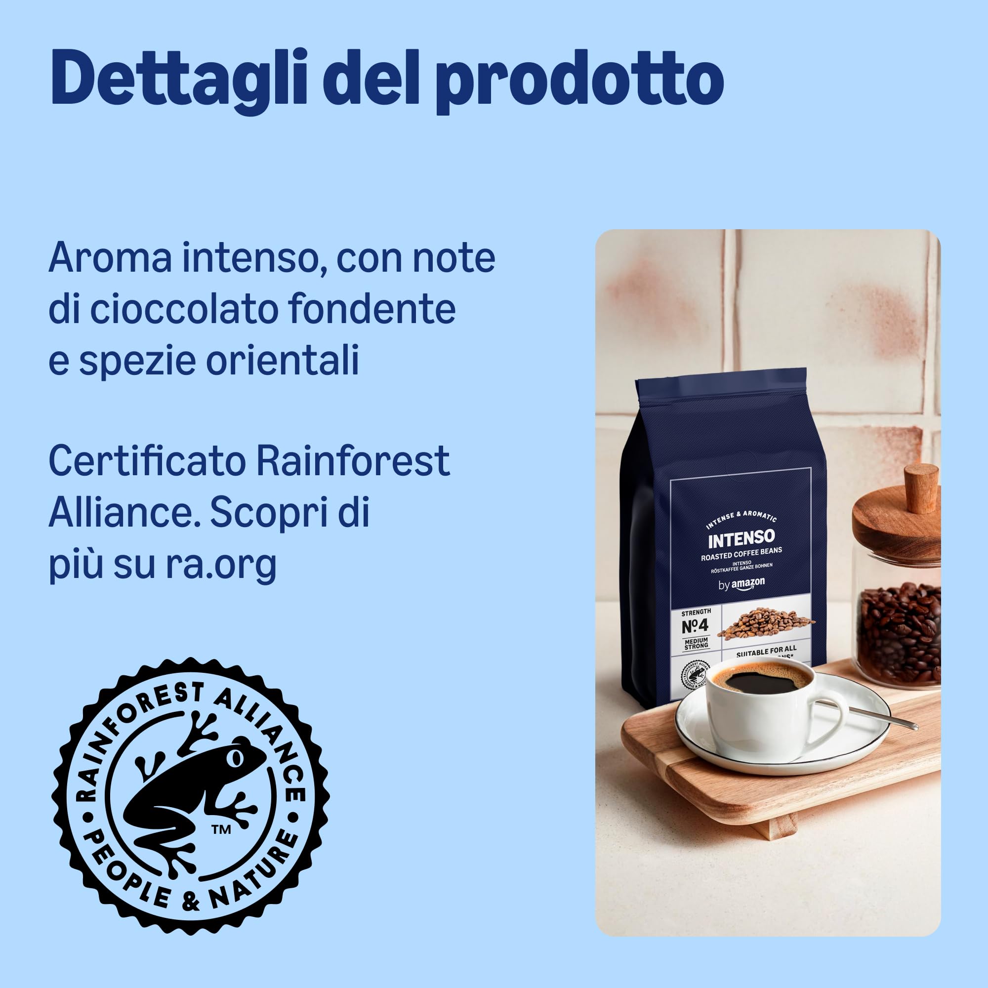 by Amazon Caffè Intenso caffè in grani 1 kg tostatura chiara