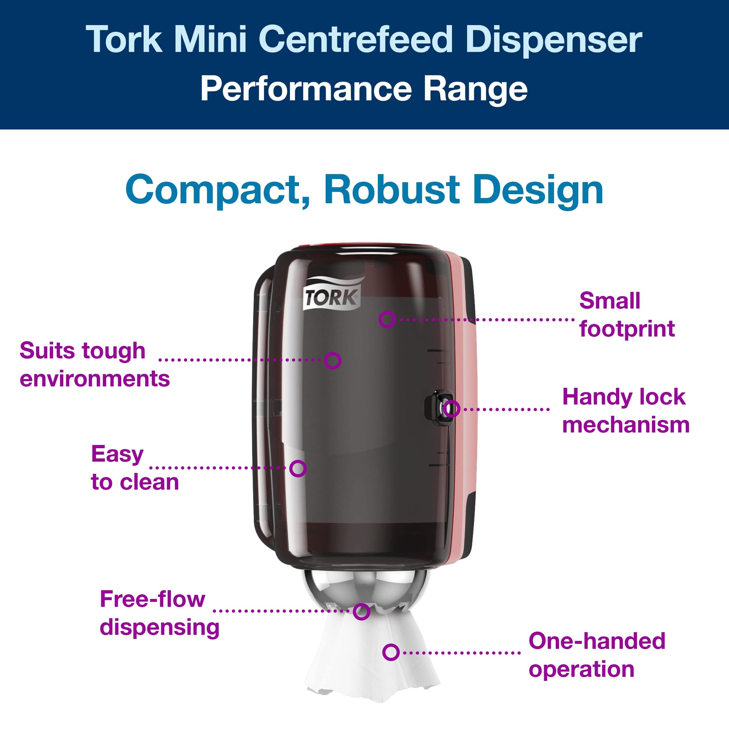 Tork Performance Mini 658008 dispenser M1 rosso 33,3 cm