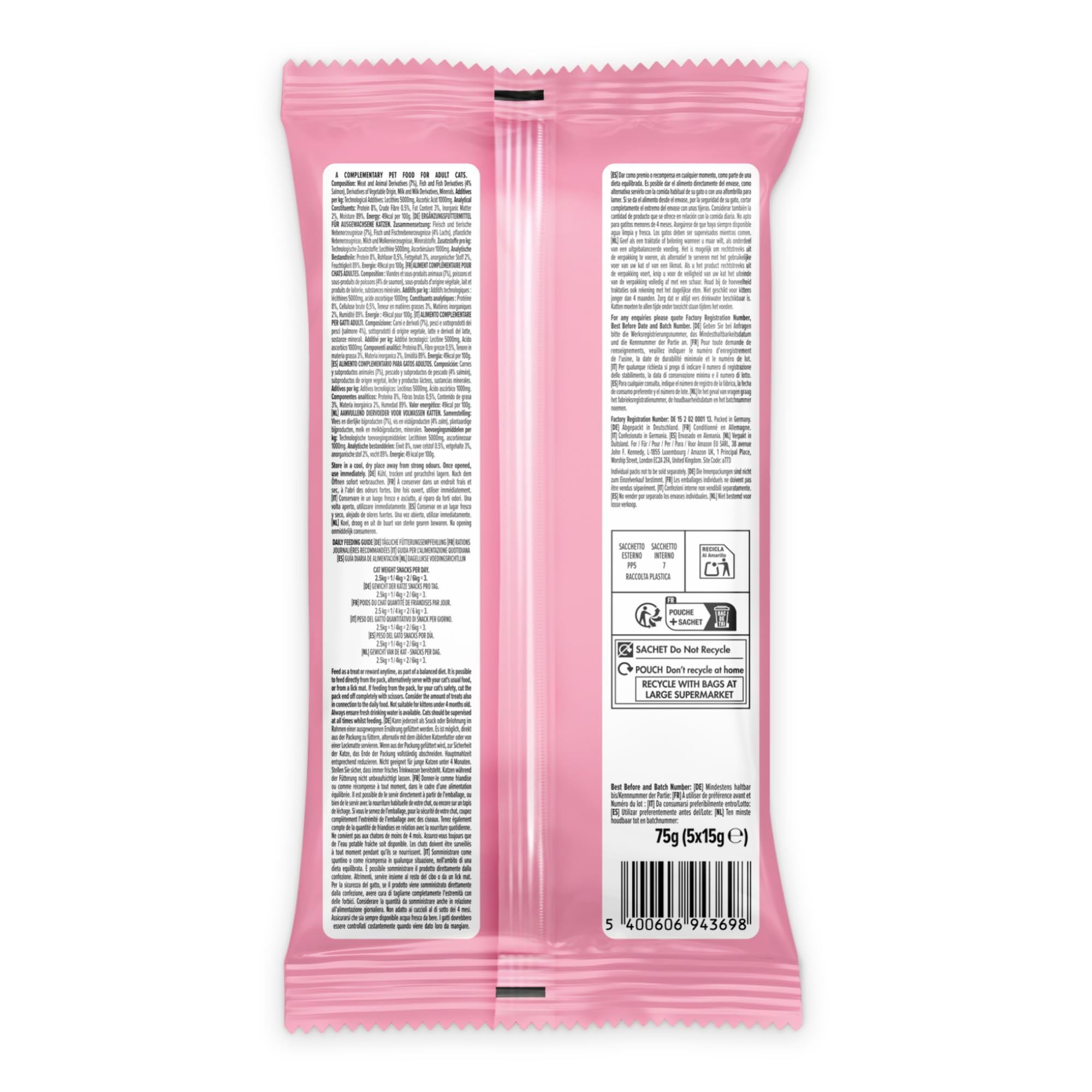 by Amazon Snack leccabile gatti salmone 5x15g cremoso
