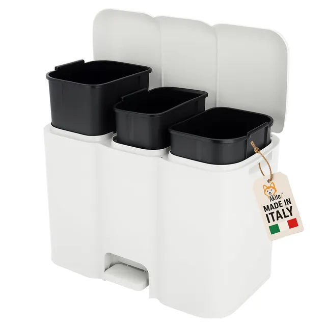 Akitaink Patty3 Pattumiera Differenziata Bianca 34 L
