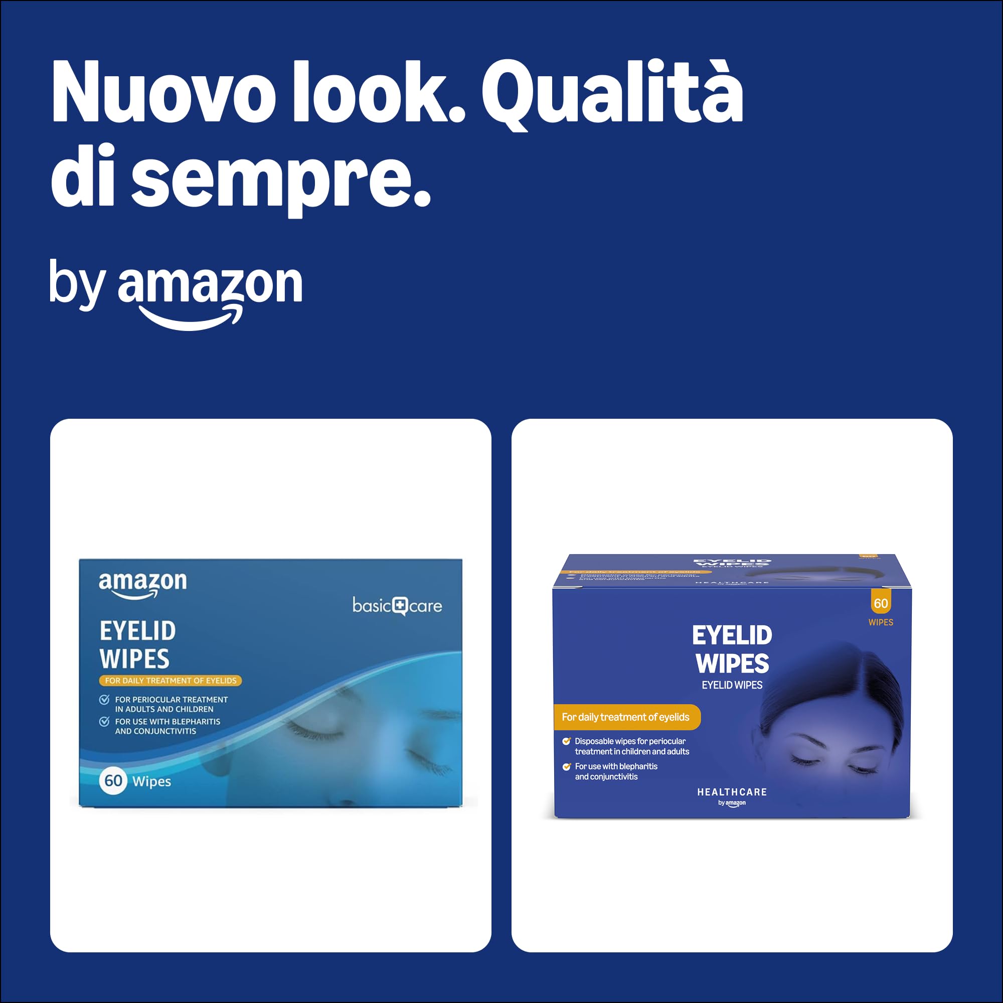 Healthcare by Amazon salviettine palpebre 60 pezzi inodori