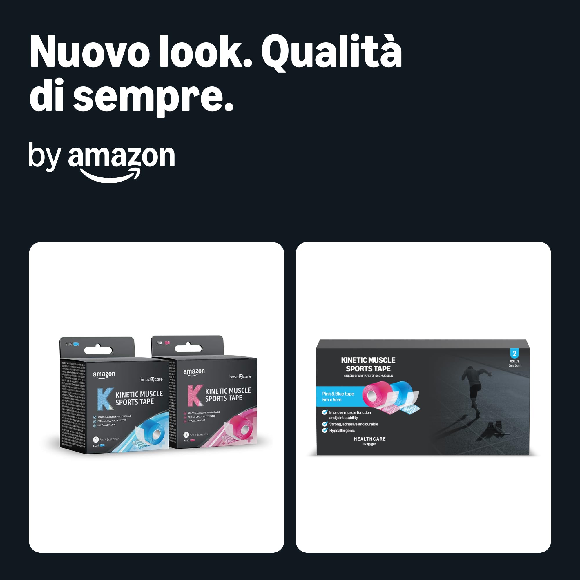 Healthcare by Amazon Kinetic Nastro Sportivo 5m Blu Rosa x2