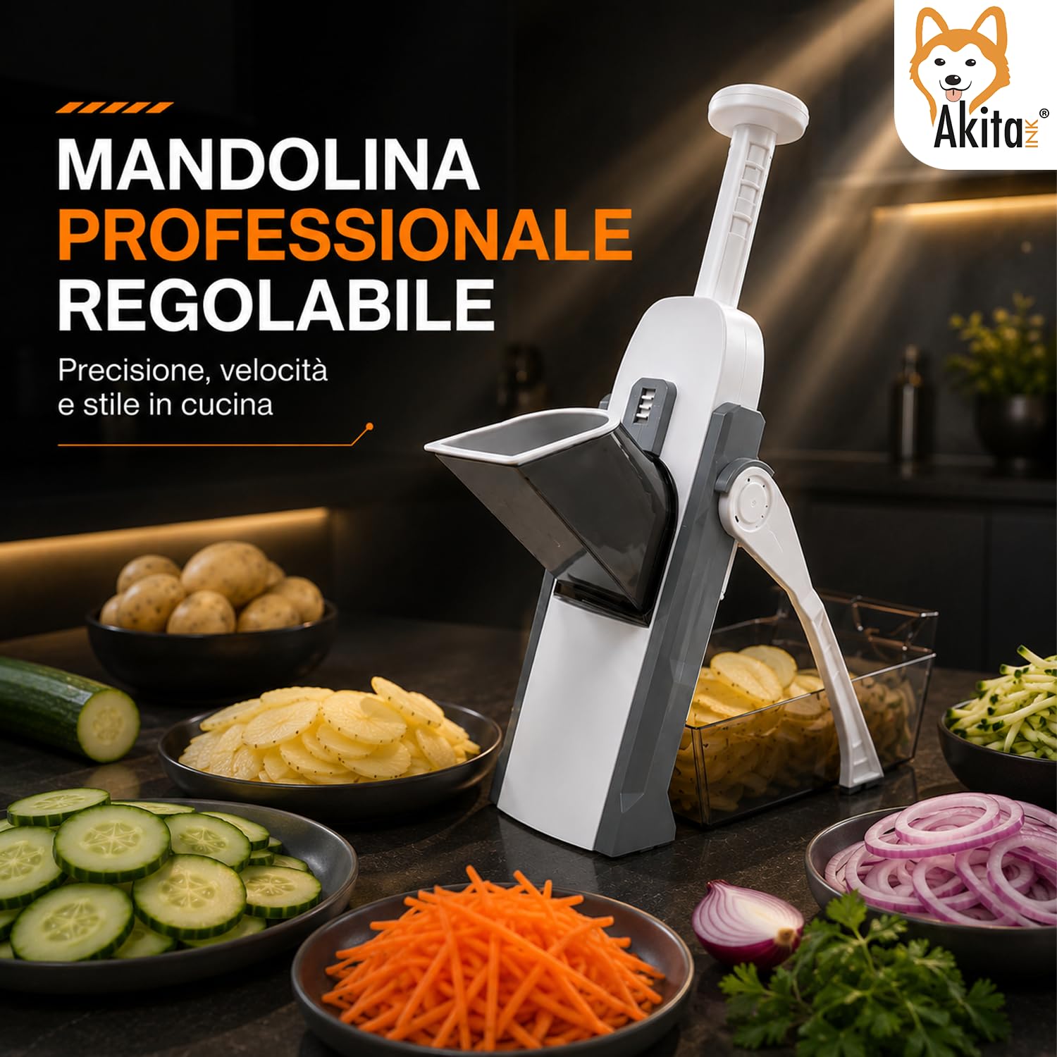 Akitaink Mandolina Verticale Manuale Spessore Regolabile
