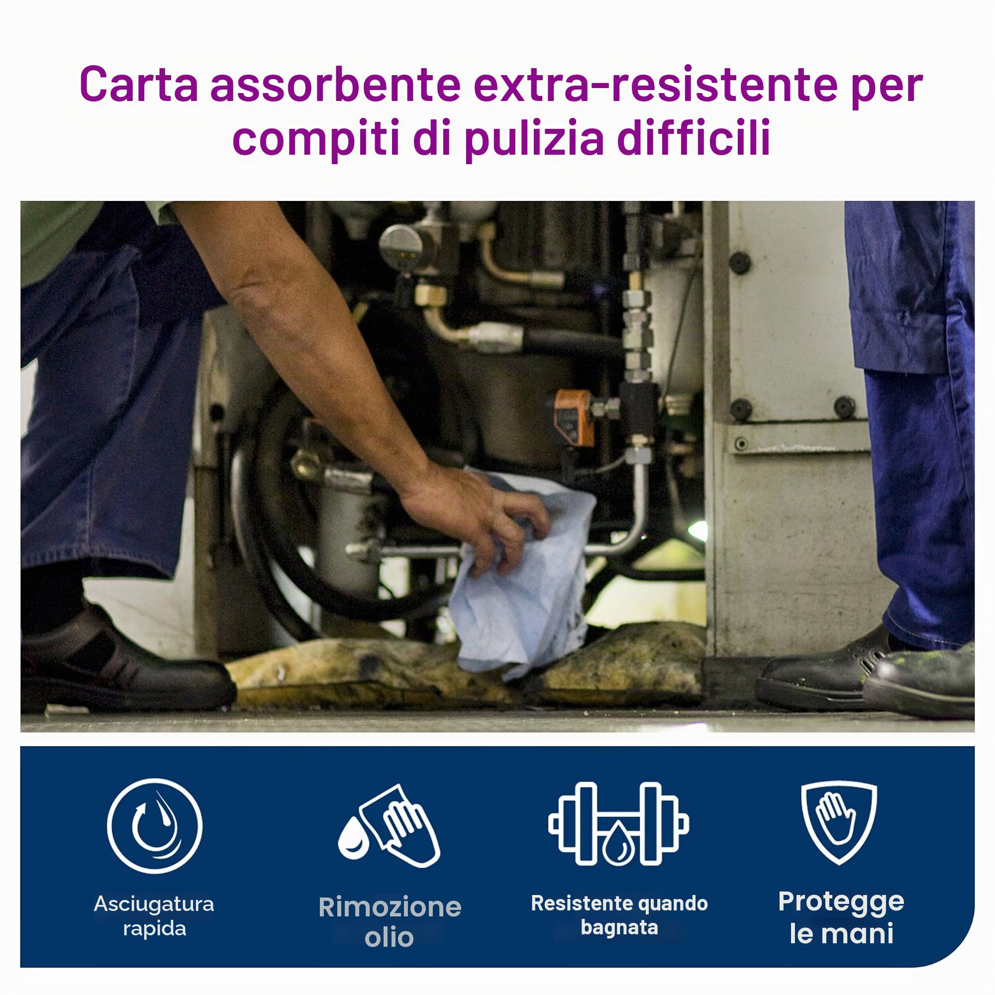 Tork Industrial 130082 carta asciugatura 3 veli blu 500 pz