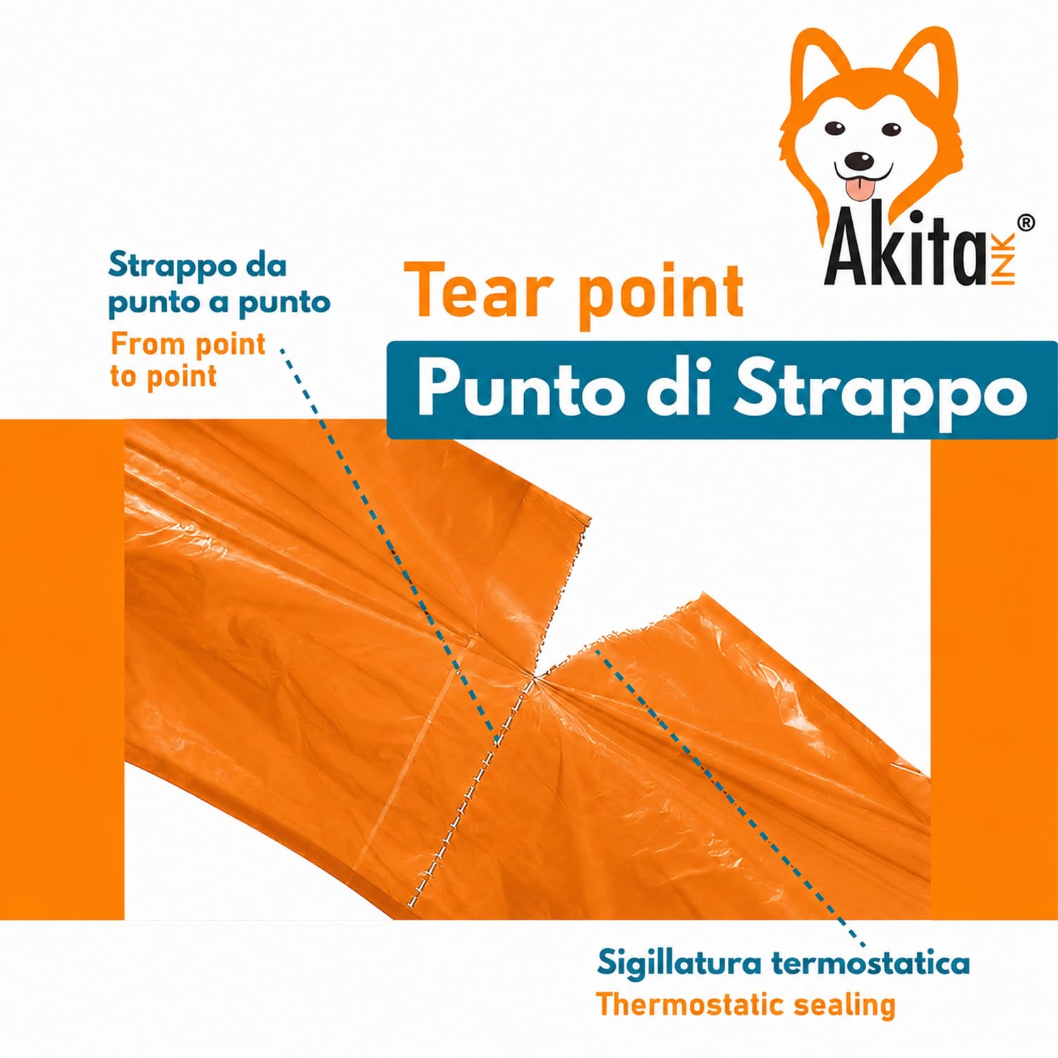 Akitaink Sacchi Spazzatura 70x110 cm Arancioni 60 Pezzi 110L