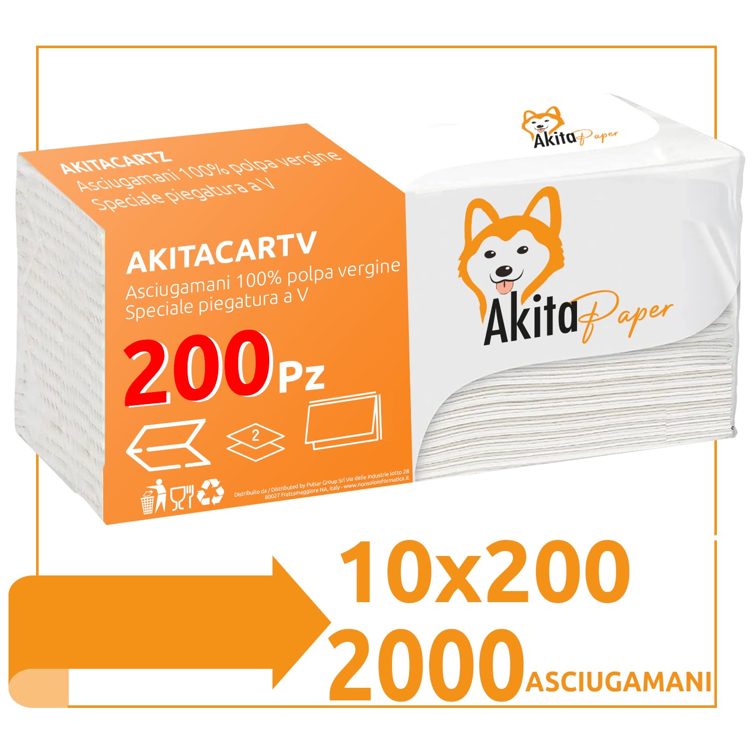 Akitaink asciugamani carta piegati 2 veli 2000 pezzi assorbenti