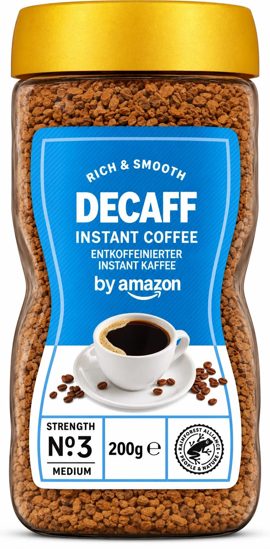 by Amazon Gold Caffè Solubile Decaffeinato 200 g Intensità 3