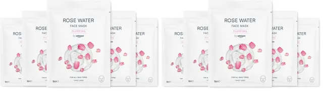 by Amazon Maschera Viso Acqua di Rose 10 Pezzi 18 ml
