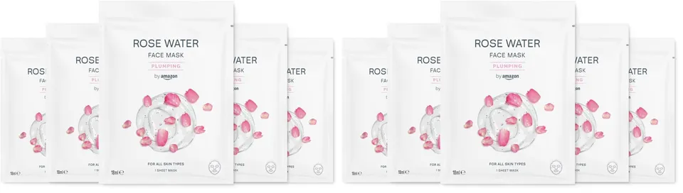 by Amazon Maschera Viso Acqua di Rose 10 Pezzi 18 ml