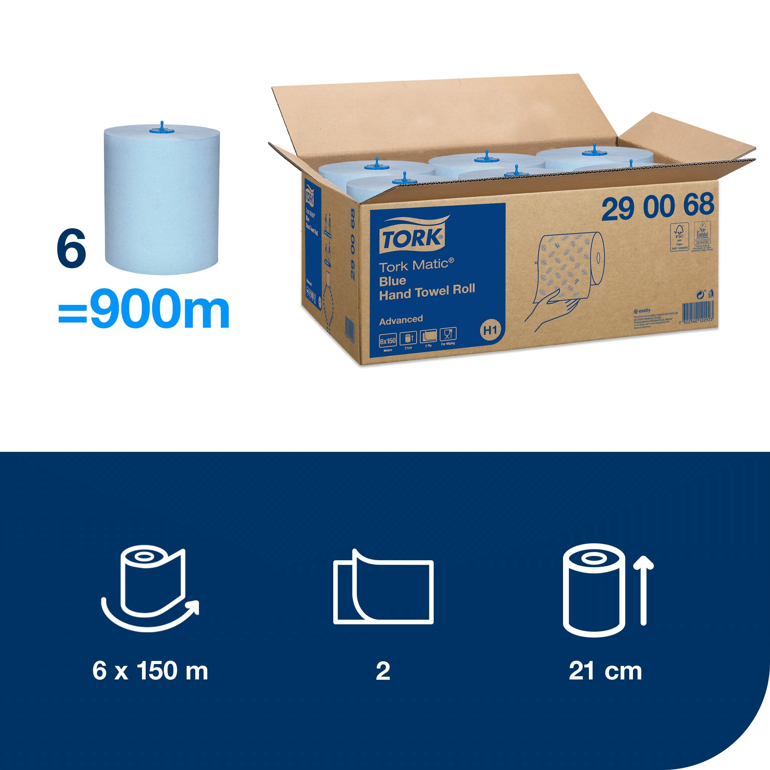 Tork Advanced Asciugamano Rotolo Ricarica Blu 2 Veli 150 m