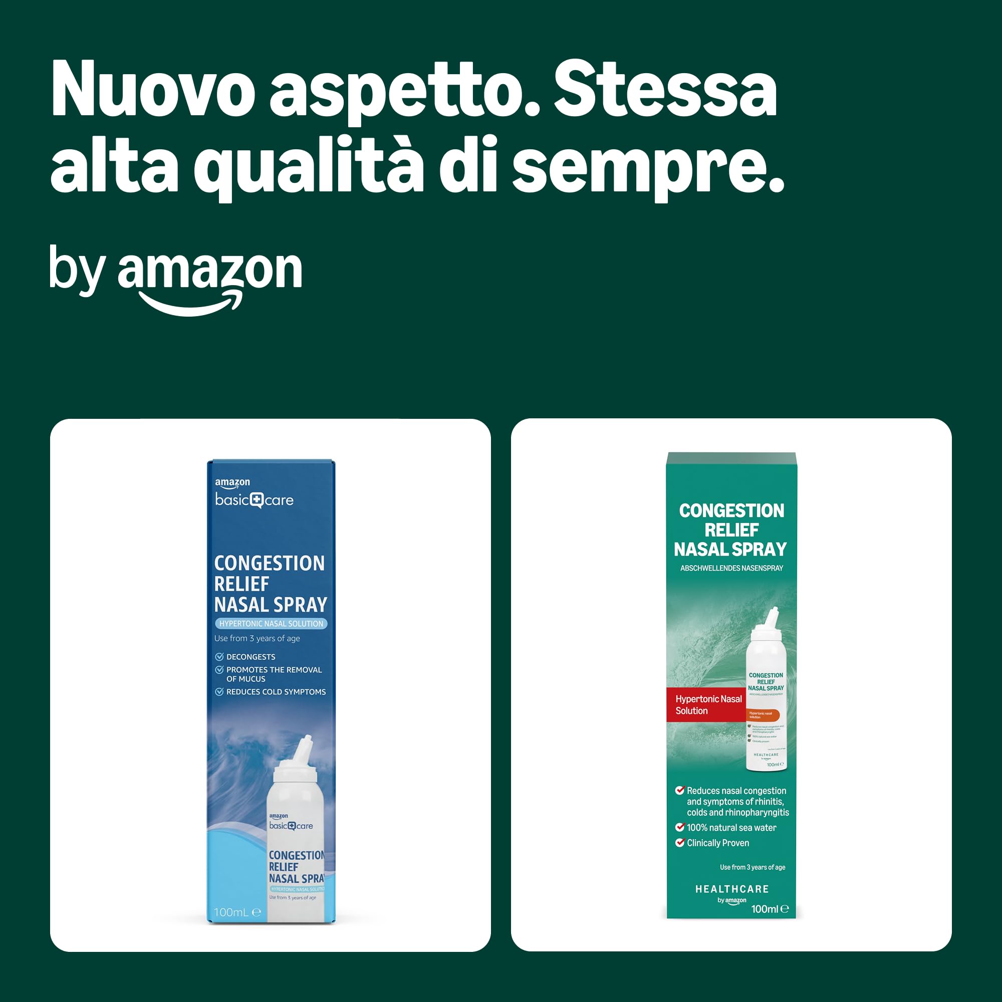Amazon Basic Care spray nasale 100 ml soluzione ipertonica acqua di mare