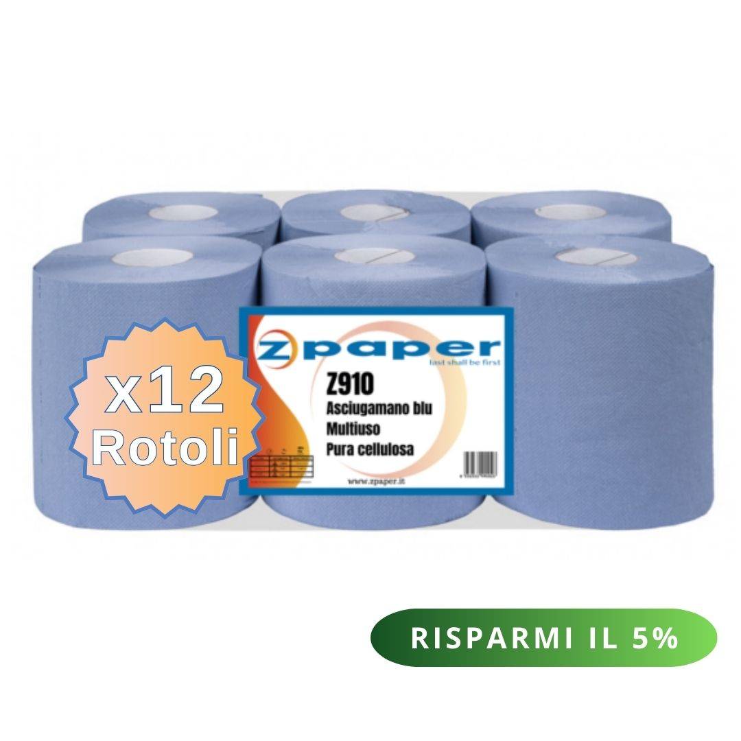 Zpaper Z910 asciugamani blu 12 rotoli 2 veli