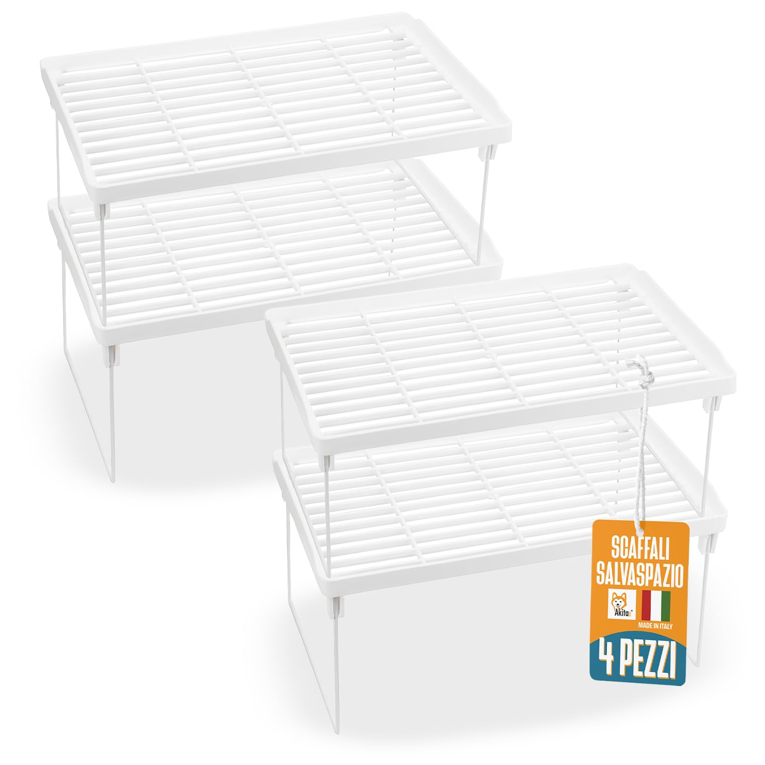 Akitaink scaffale portaspezie bianco impilabile set 4 pz
