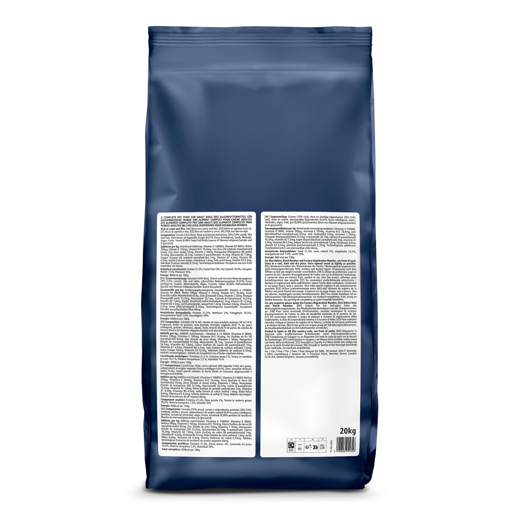 by Amazon Agnello e Riso crocchette cane 20 kg adulto
