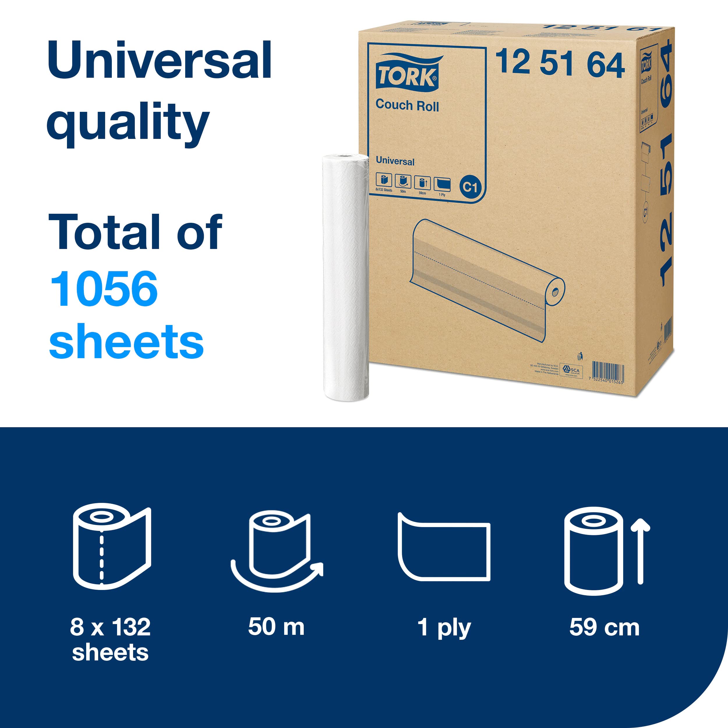 Tork Universal 125164 rotolo coprilettino 8x50 m 59 cm