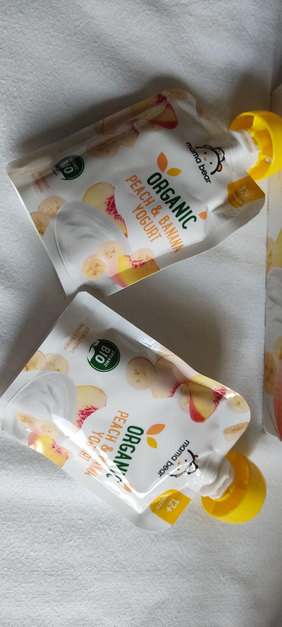 Mama Bear yogurt bio pesca banana 6 pouch x 90 g vegetariano