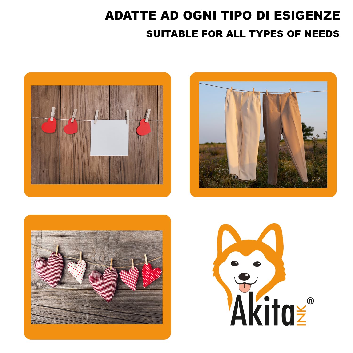 Akitaink mollette bucato legno 10 cm 100 pezzi antiruggine