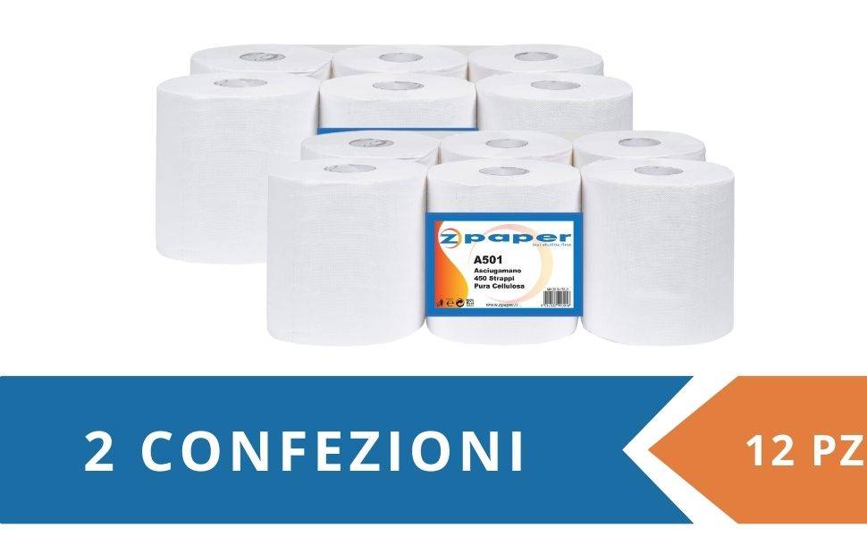 Zpaper A501 asciugamani 12 rotoli 450 strappi