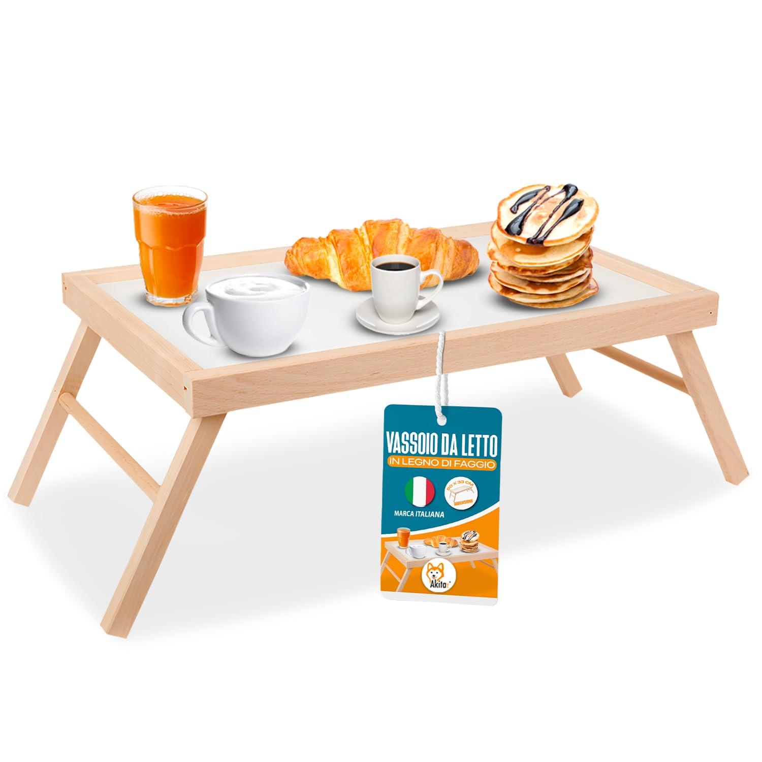 Akitaink vassoio colazione letto pieghevole faggio 50x33 cm