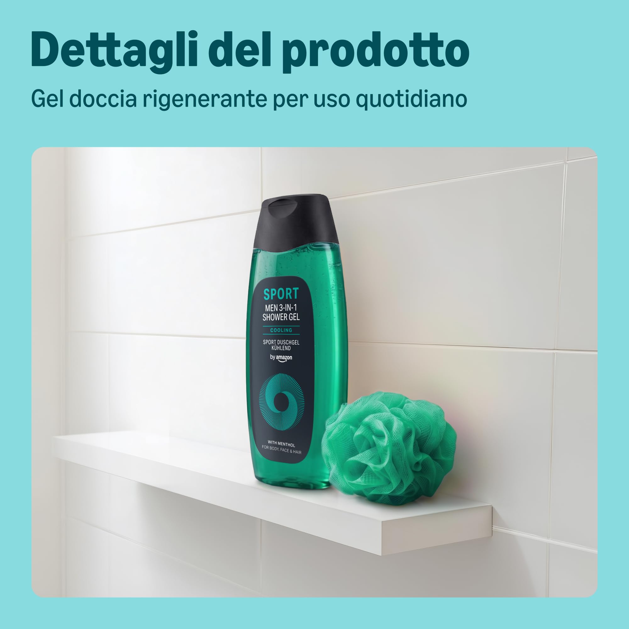 by Amazon Sport gel doccia 3 in 1 2 x 500 ml mentolo