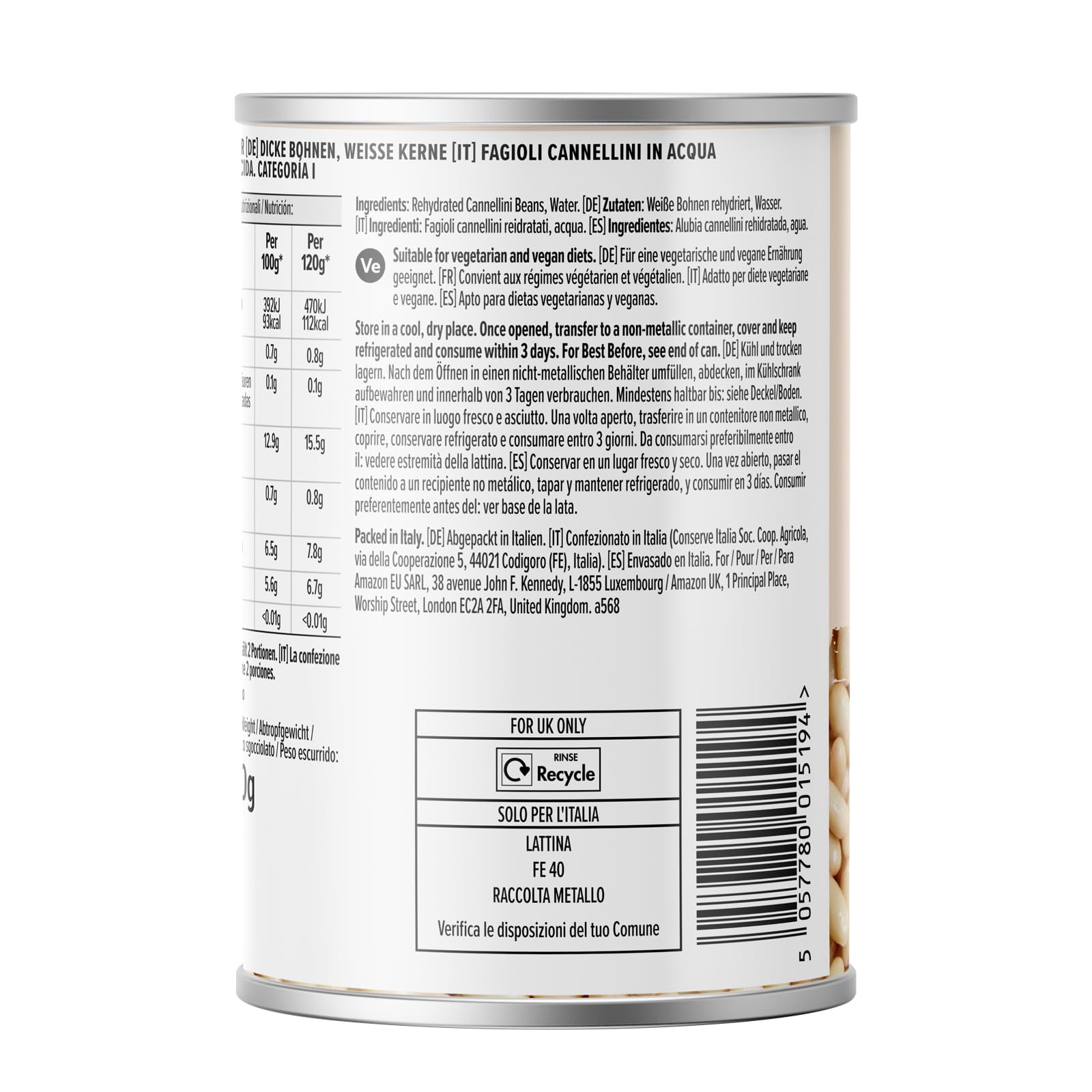 by Amazon Fagioli Cannellini in Acqua 400g vegani