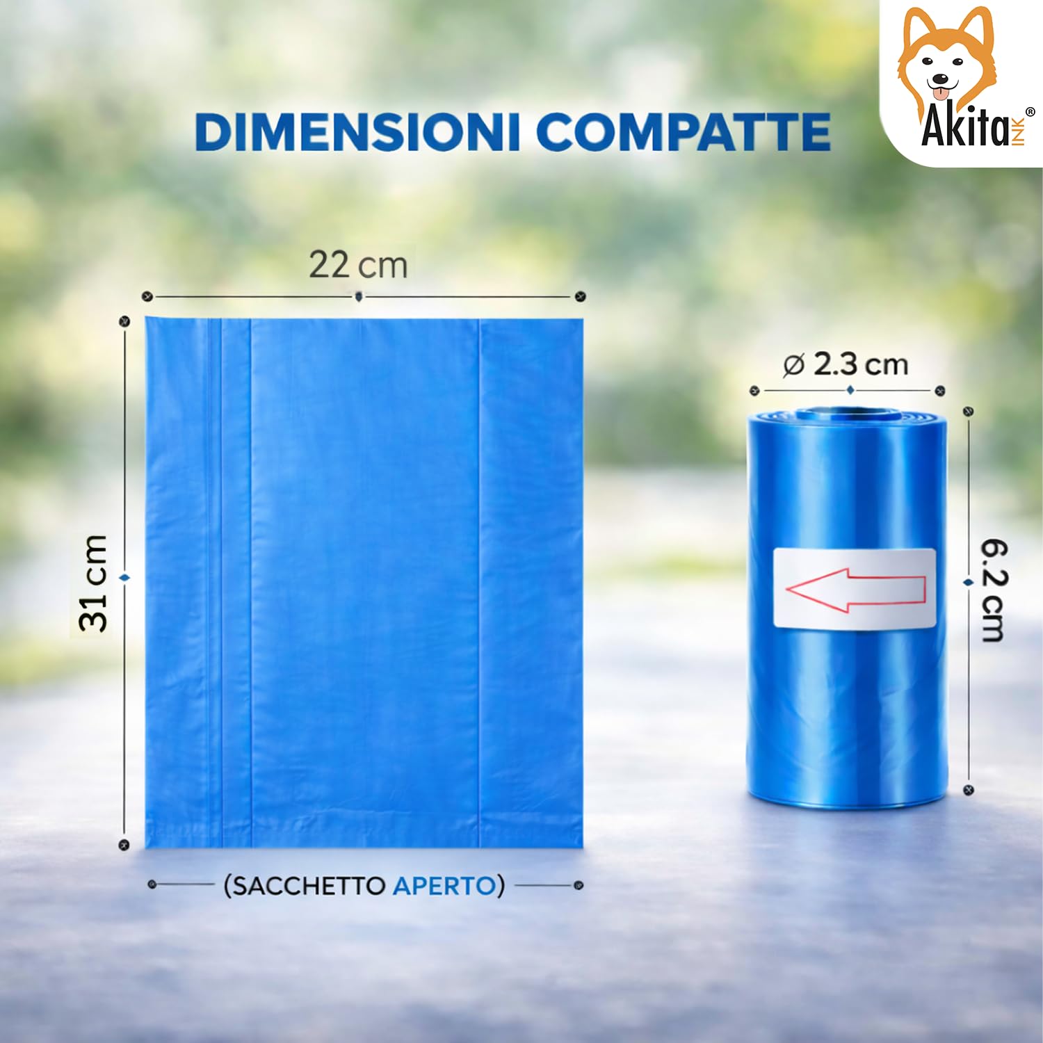Akitaink sacchetti cane 1080 pezzi 31x22 cm antistrappo