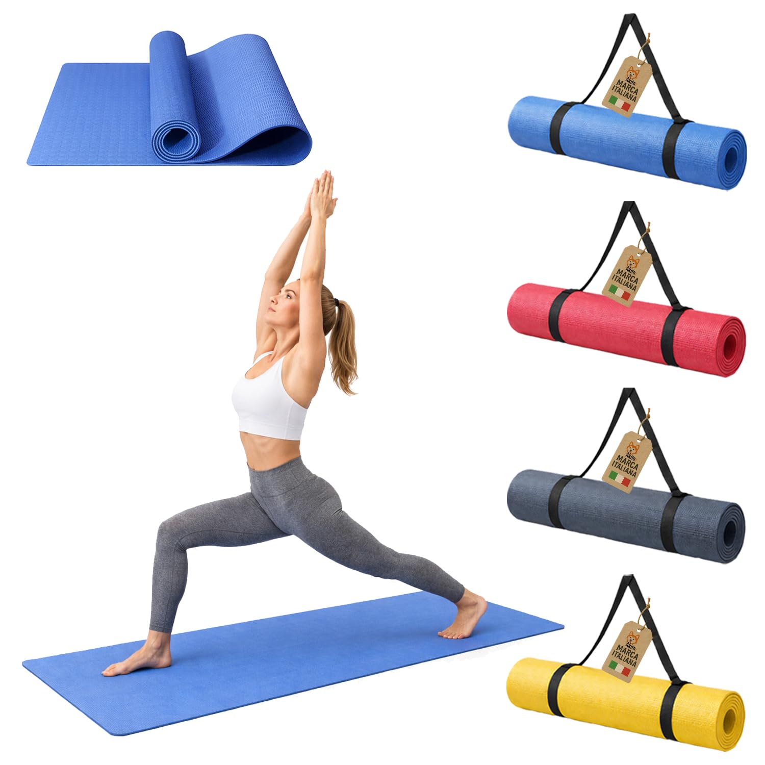 Akitaink tappetino yoga antiscivolo 175x60 cm 4 mm