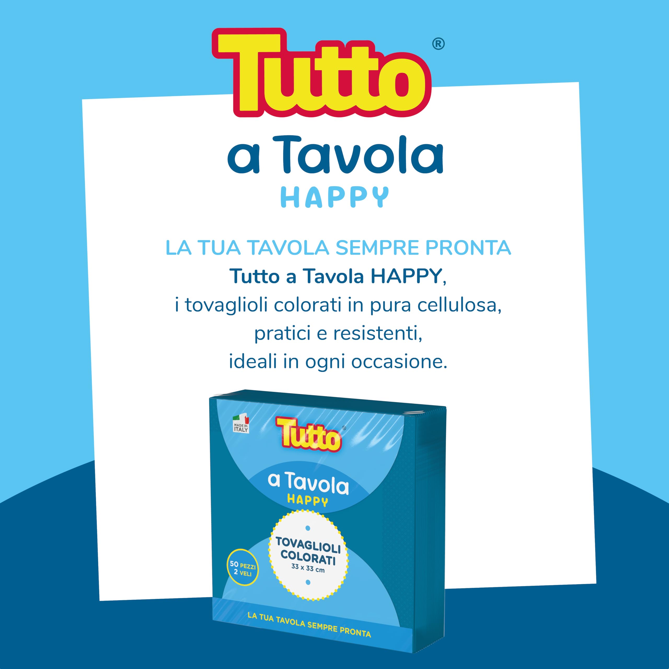 Tutto a Tavola Happy tovaglioli turchesi 2 veli 24x50