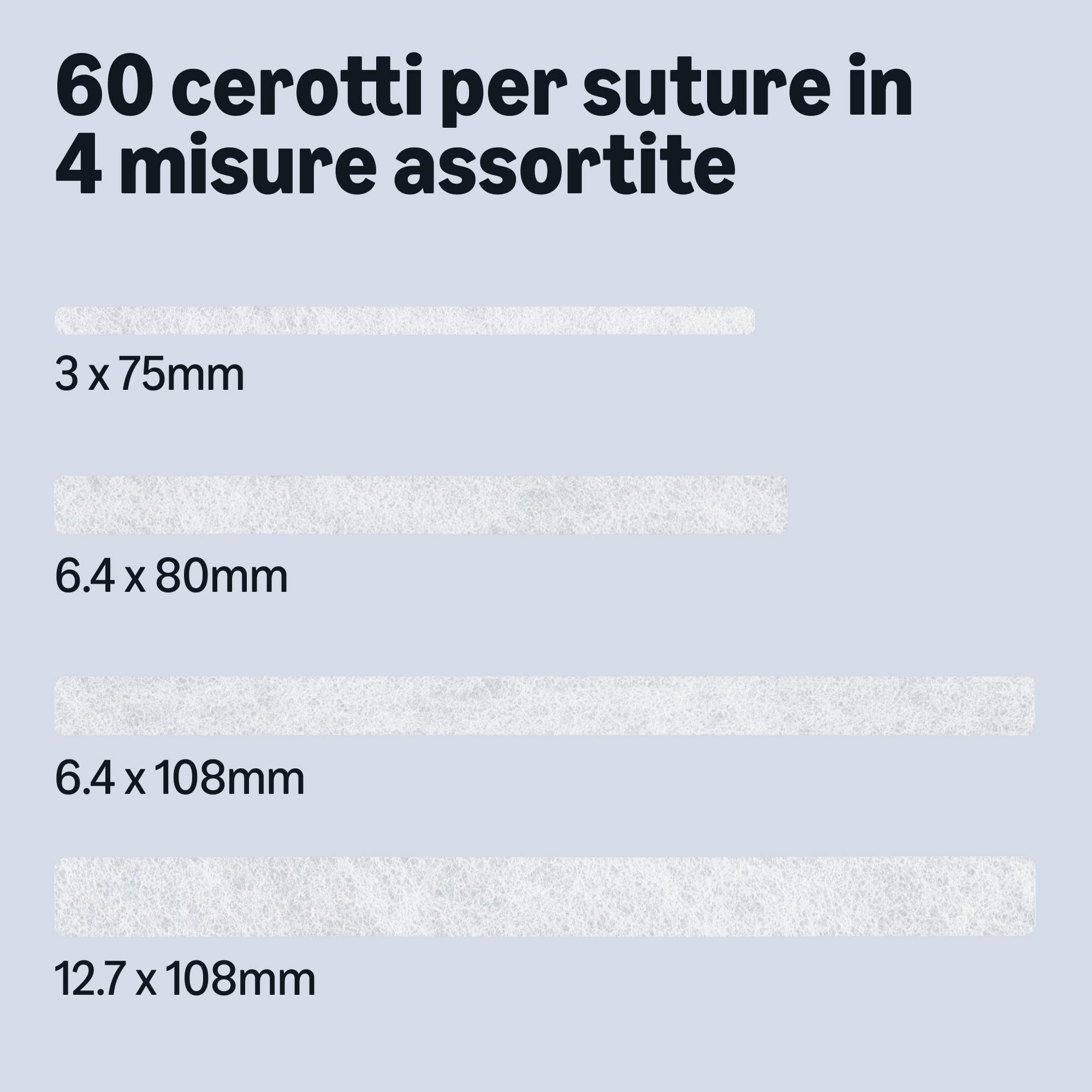 Healthcare by Amazon Steri Strip cerotti sutura 60 pezzi 4 misure