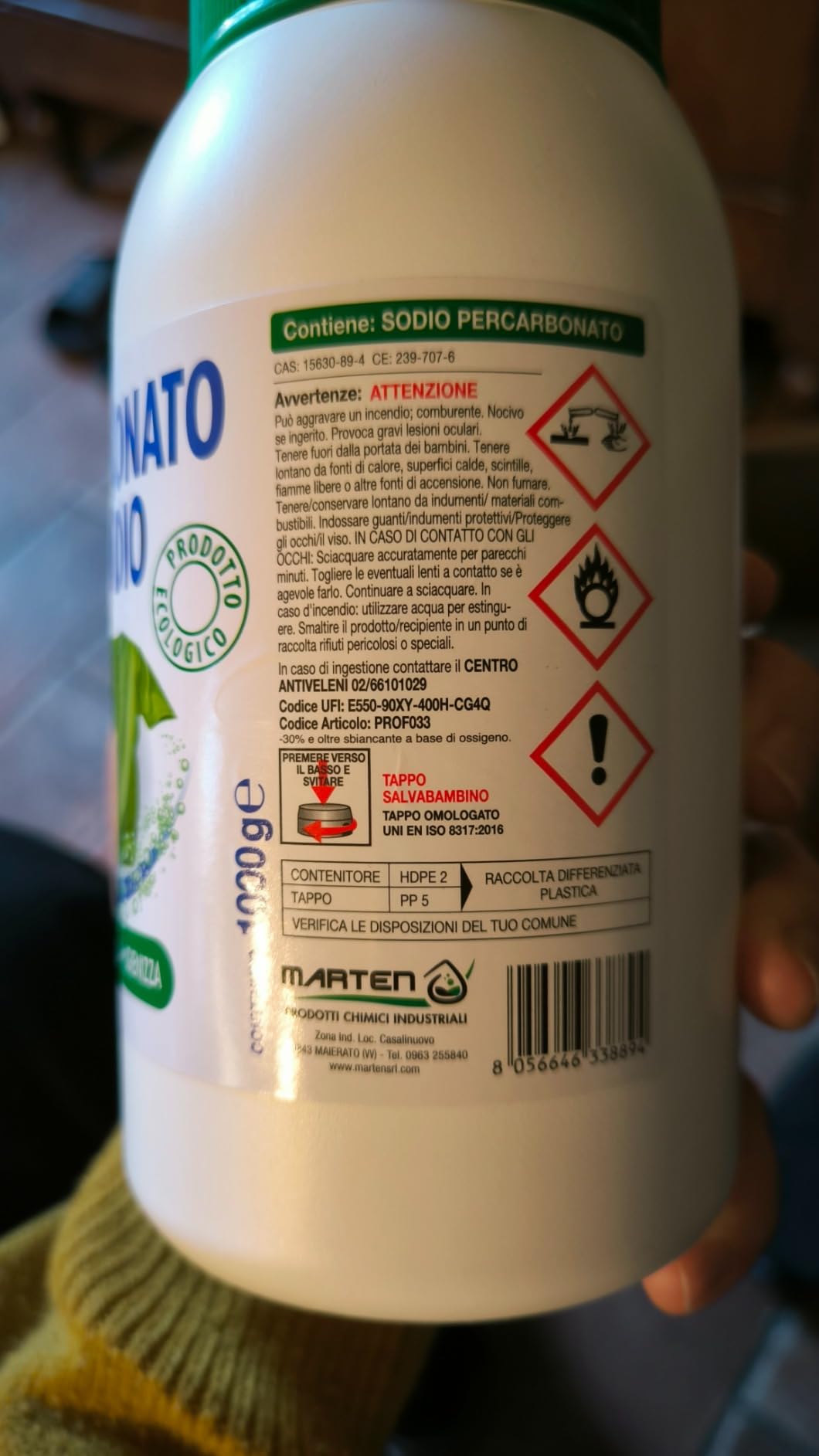 Akitaink Percarbonato di Sodio 1 Kg Sbiancante Bucato Puro