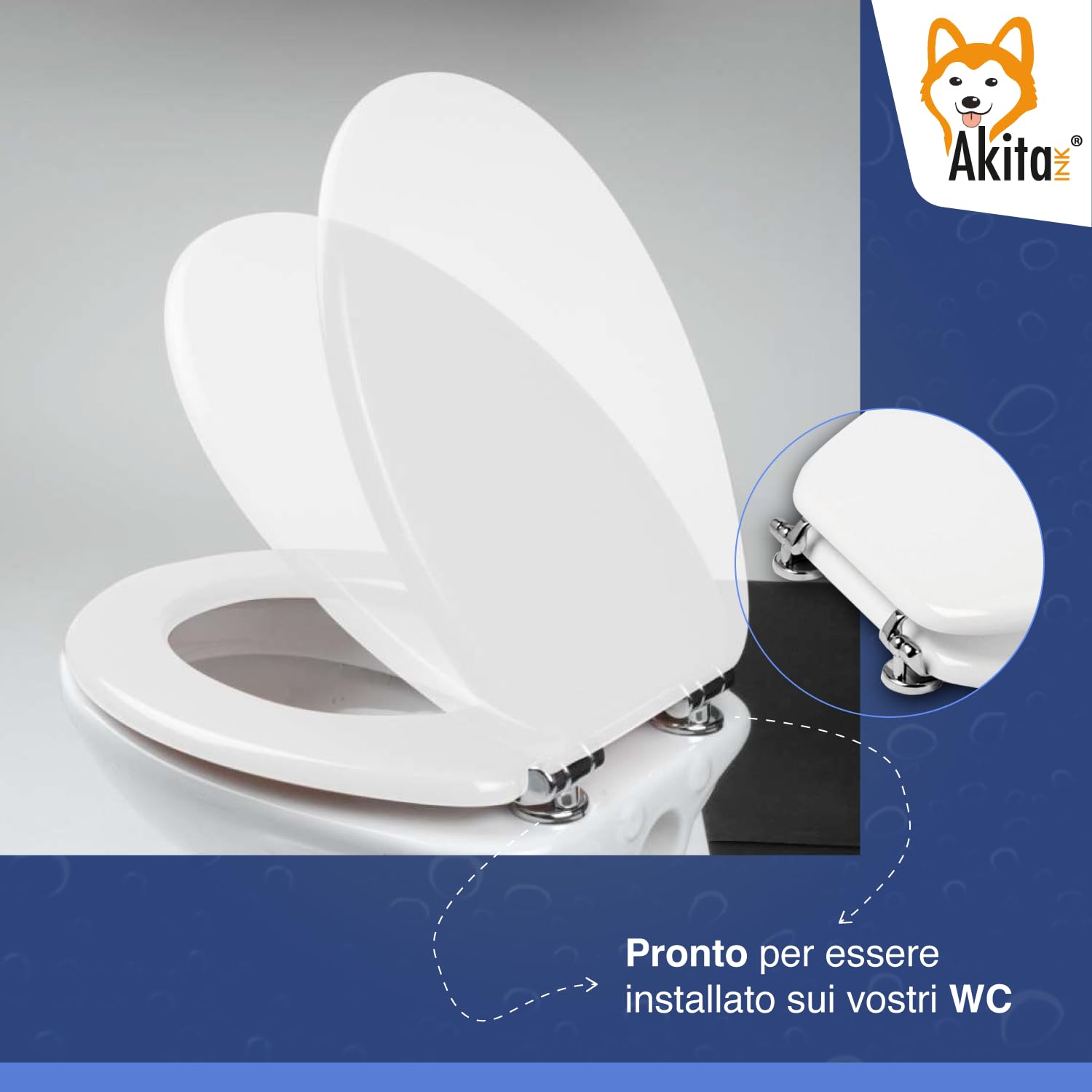 Akitaink copriwater universale legno MDF bianco