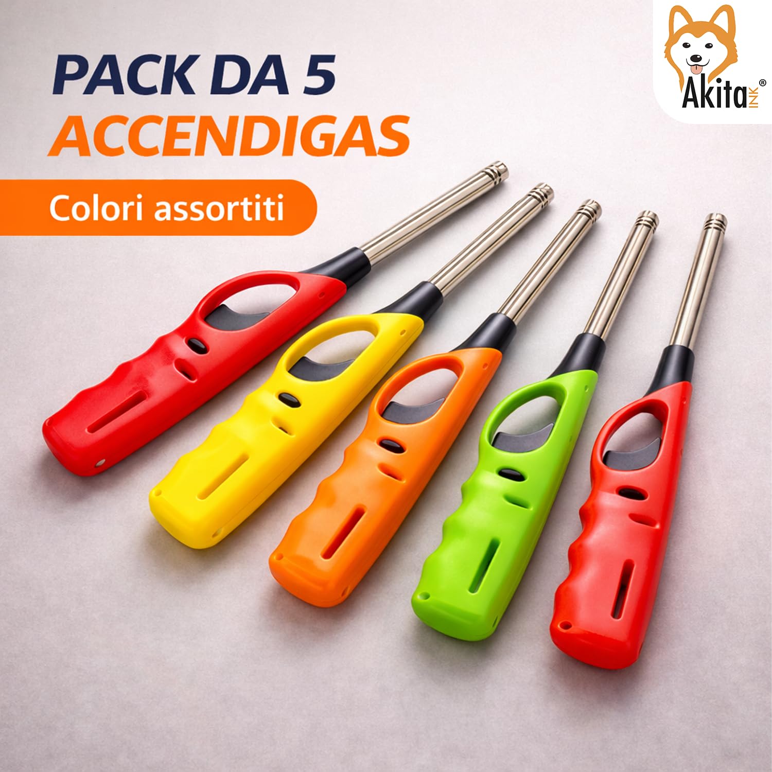 Akitaink accendigas lunghi set 5 pezzi fiamma lunga