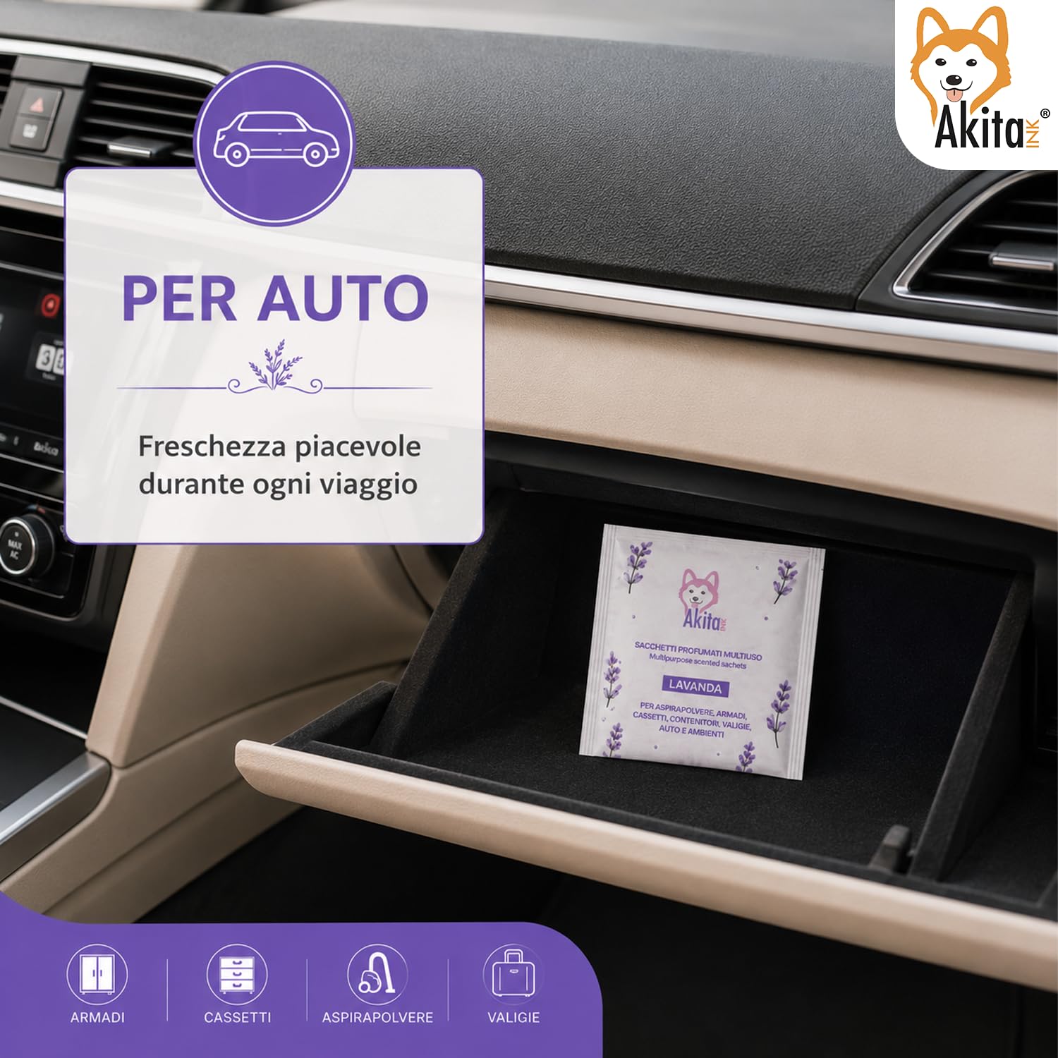 Akitaink Sacchetti Profumati Lavanda 6 Pezzi per Armadi