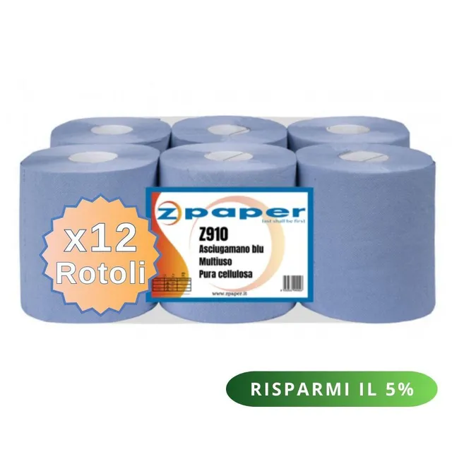 Zpaper Z910 asciugamani blu 12 rotoli 2 veli