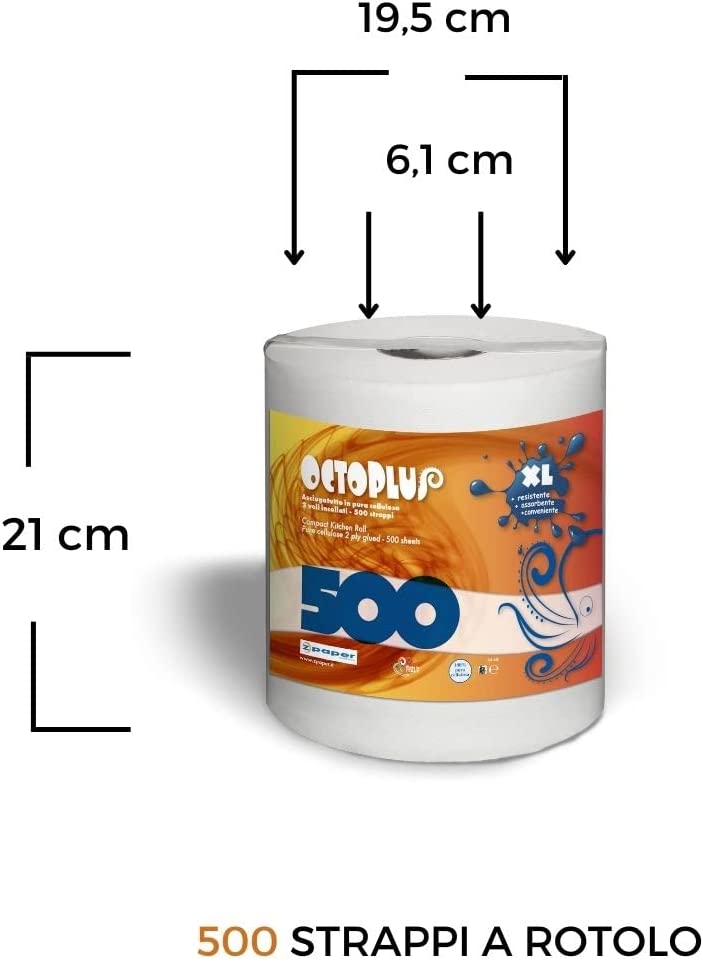 Zpaper OCTOPLUS P500 carta asciugatutto 6 rotoli 500 strappi 2 veli