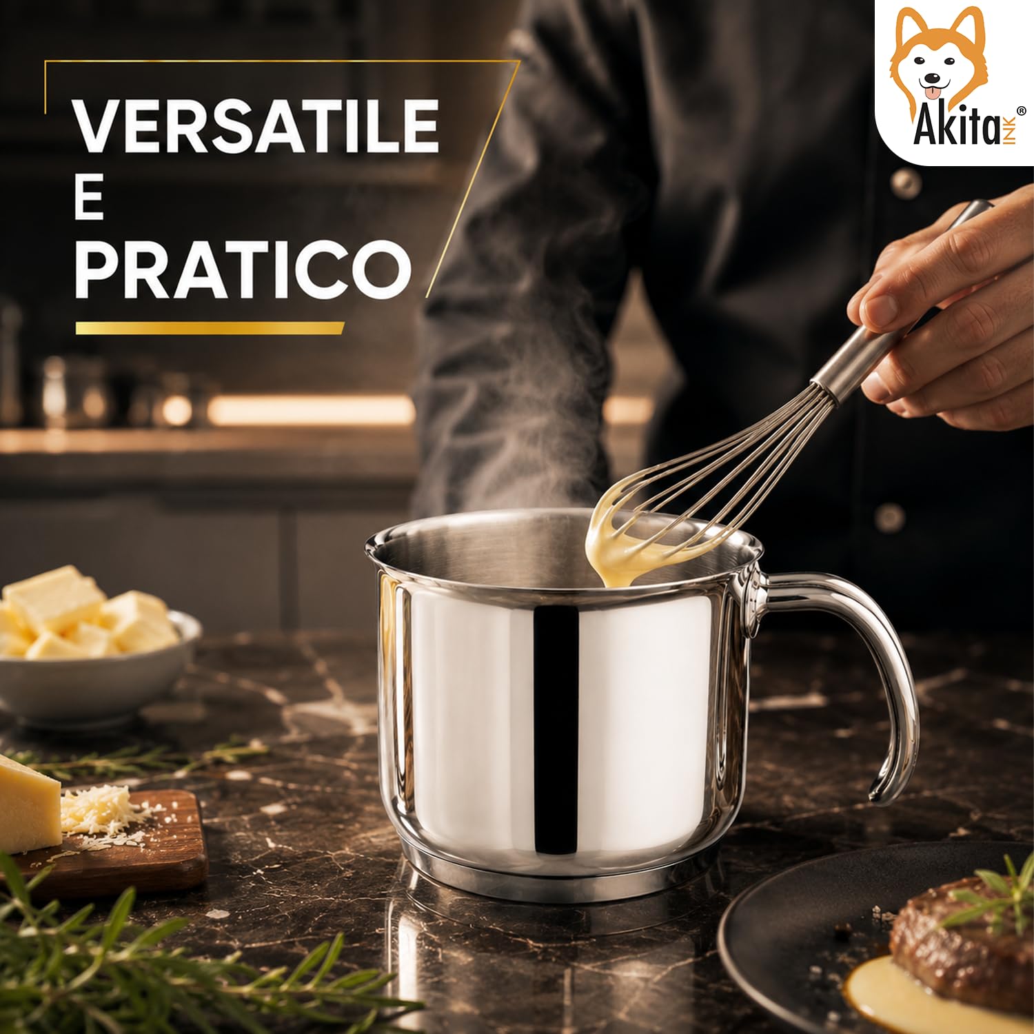 Akitaink Bollilatte 12 cm Pentolino Acciaio Inox