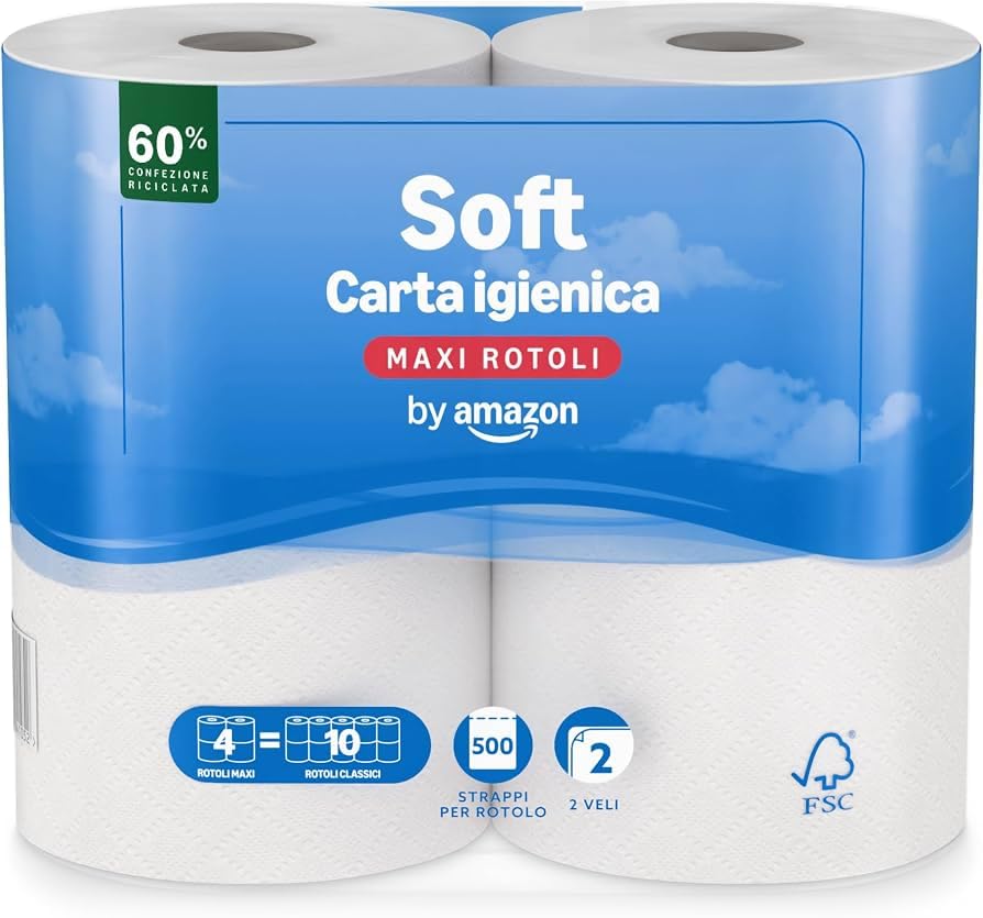 by Amazon Carta Igienica Maxi Rotolo 2 Veli 20 Rotoli