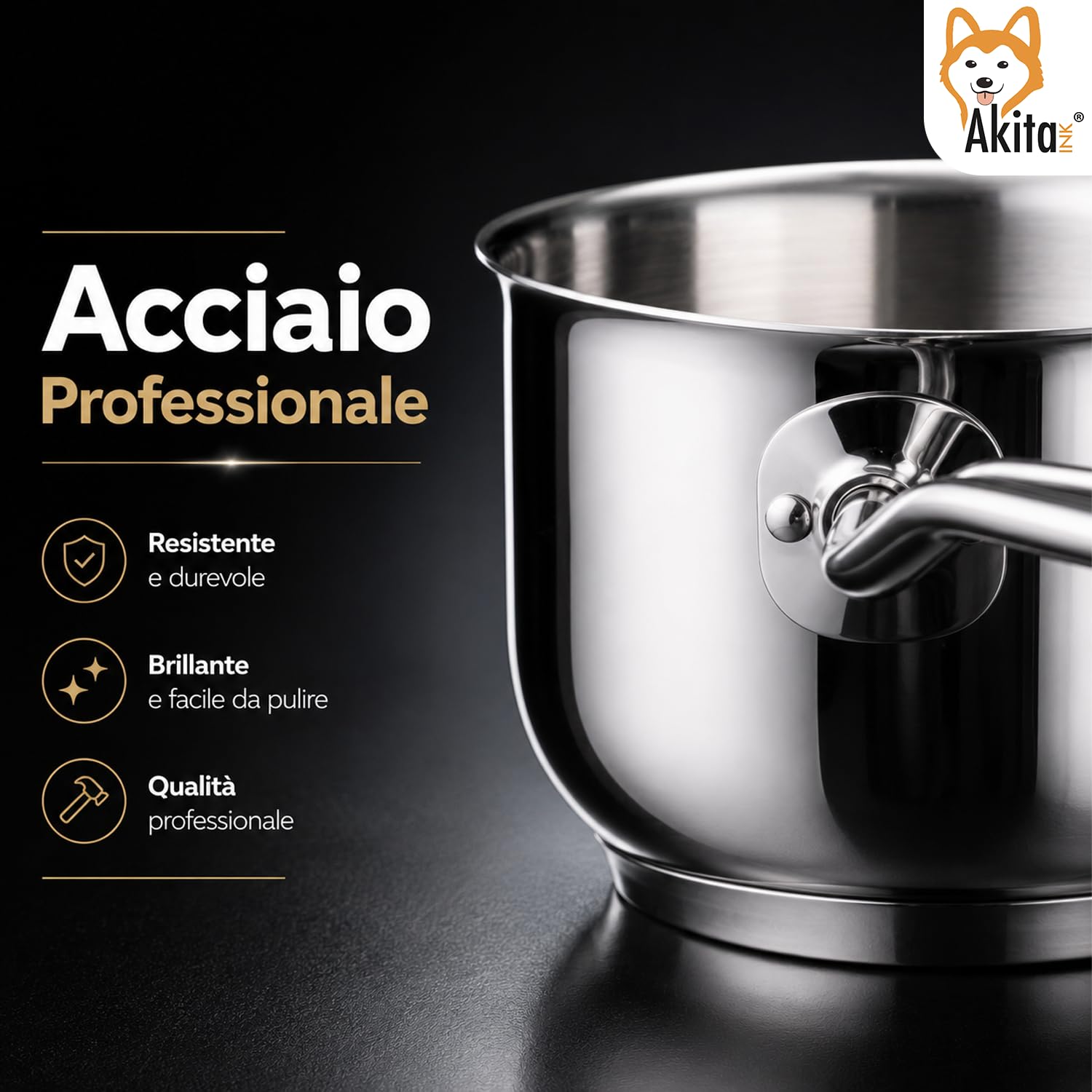 Akitaink Casseruola Conica 12 cm Bollilatte Acciaio Inox