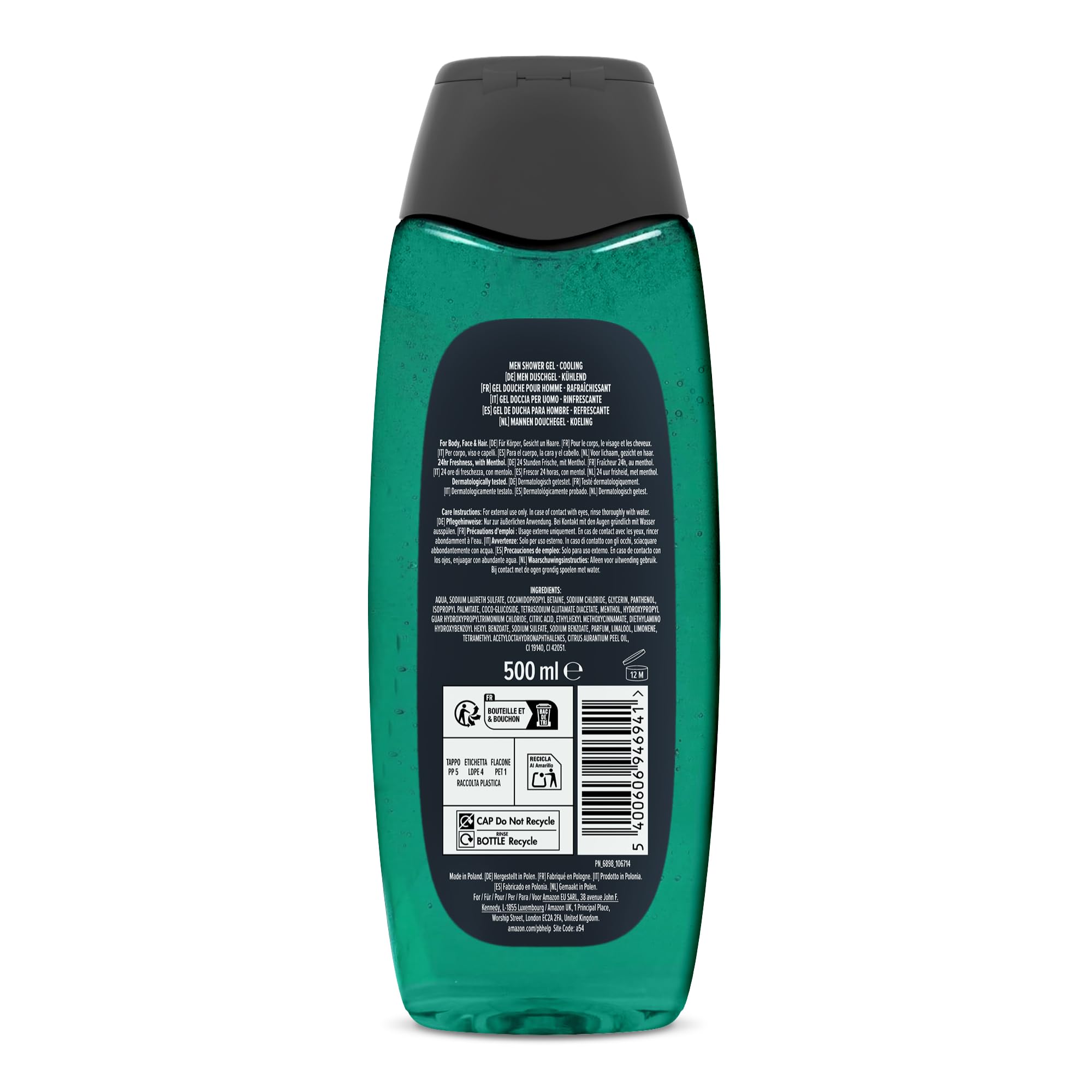 by Amazon Sport gel doccia 3 in 1 2 x 500 ml mentolo