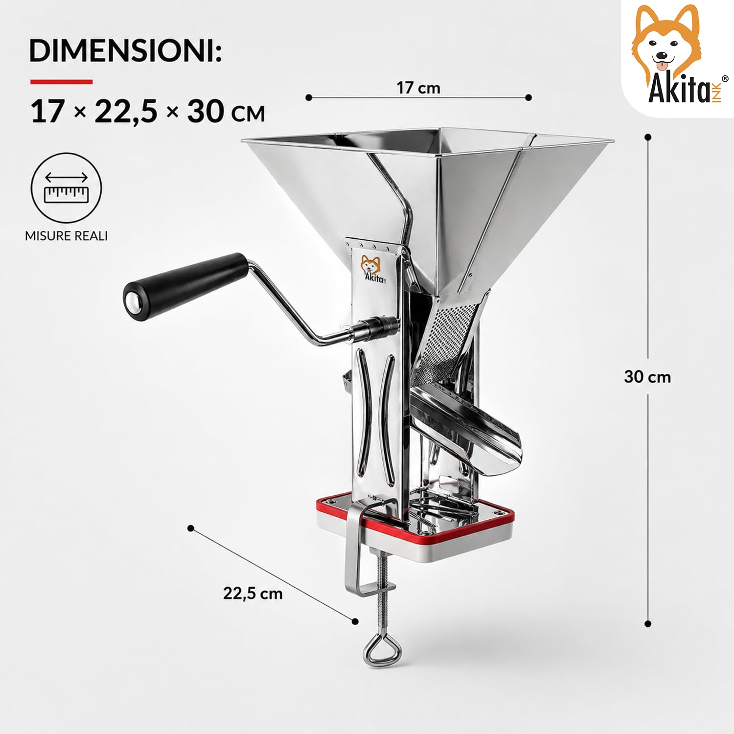 Akitaink Spremipomodoro Manuale Inox con Morsetto